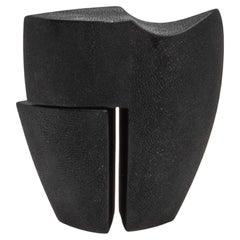 Modern Abstract Sculpture in Black Shagreen by Patrick Coard Paris