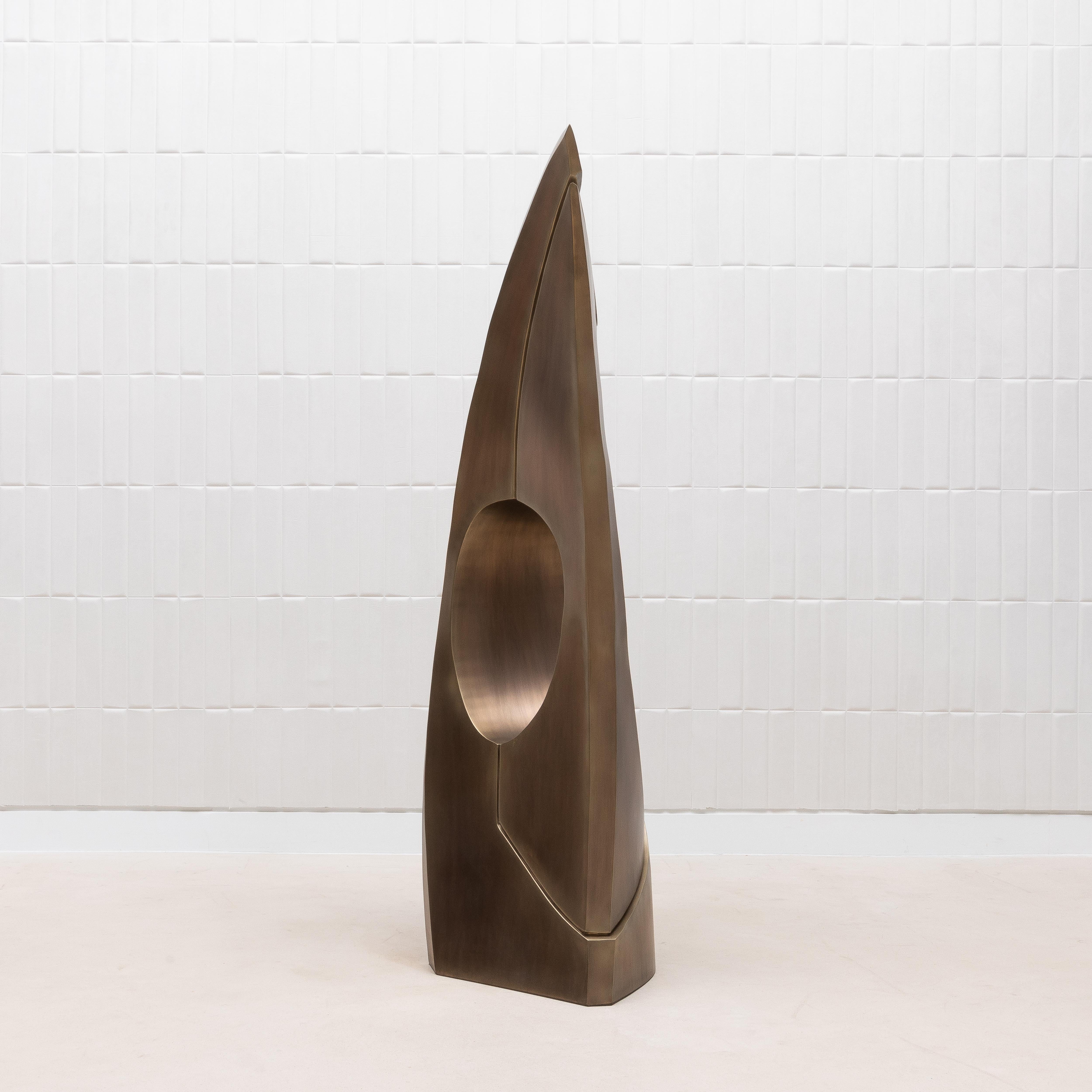 Scultura astratta moderna XL in bronzo patinato ottone di Patrick Coard Paris in vendita 3