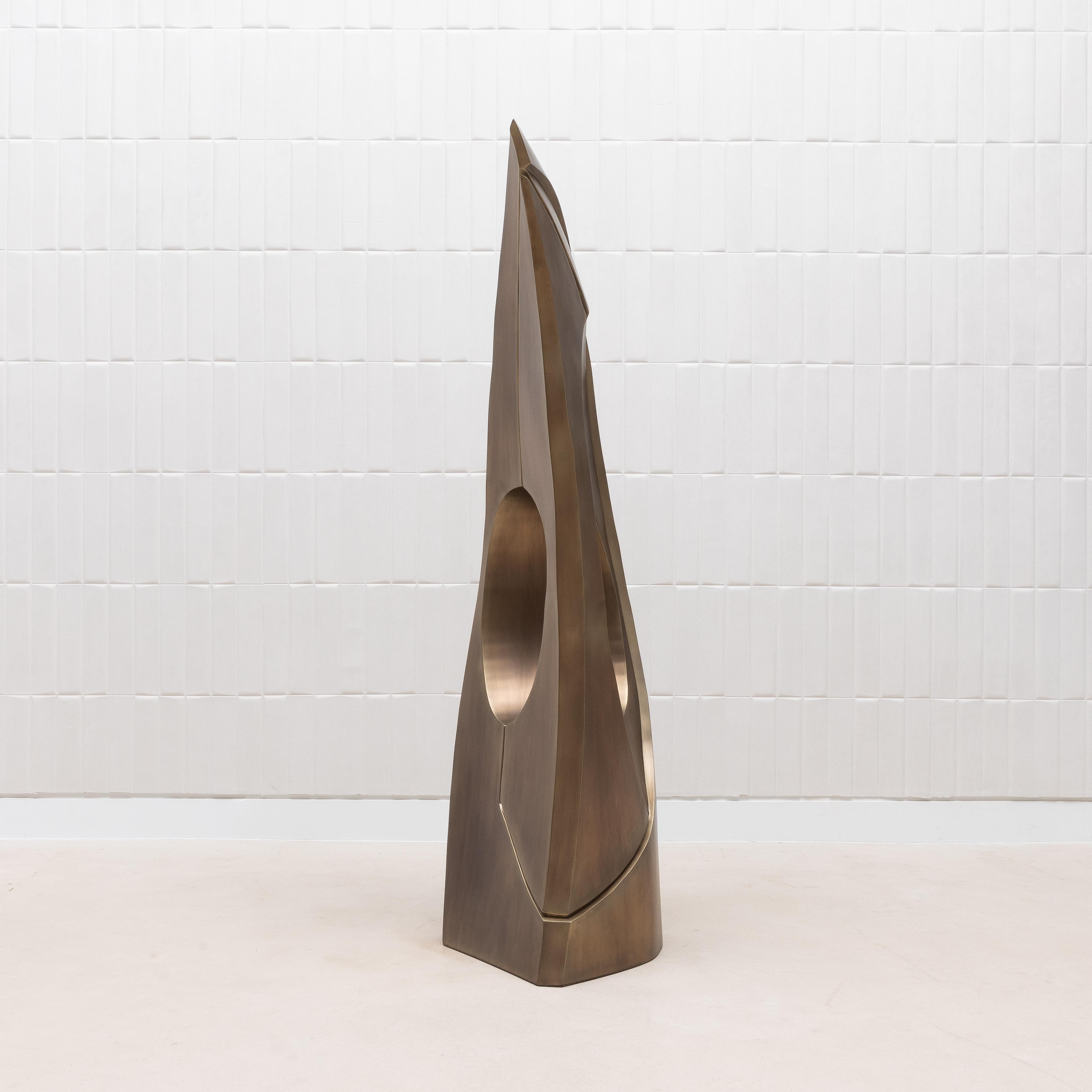 Scultura astratta moderna XL in bronzo patinato ottone di Patrick Coard Paris in vendita 4