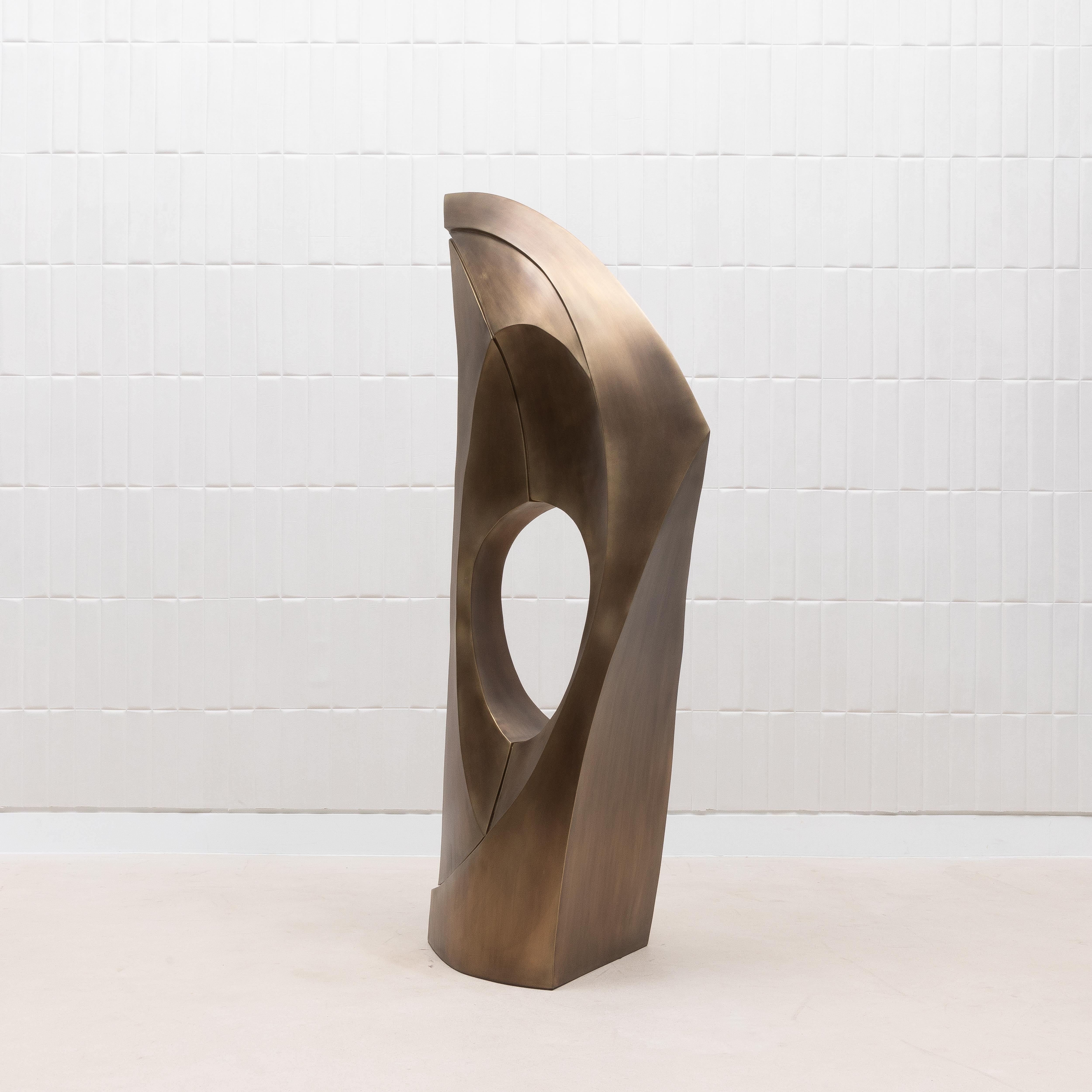 Scultura astratta moderna XL in bronzo patinato ottone di Patrick Coard Paris in vendita 7