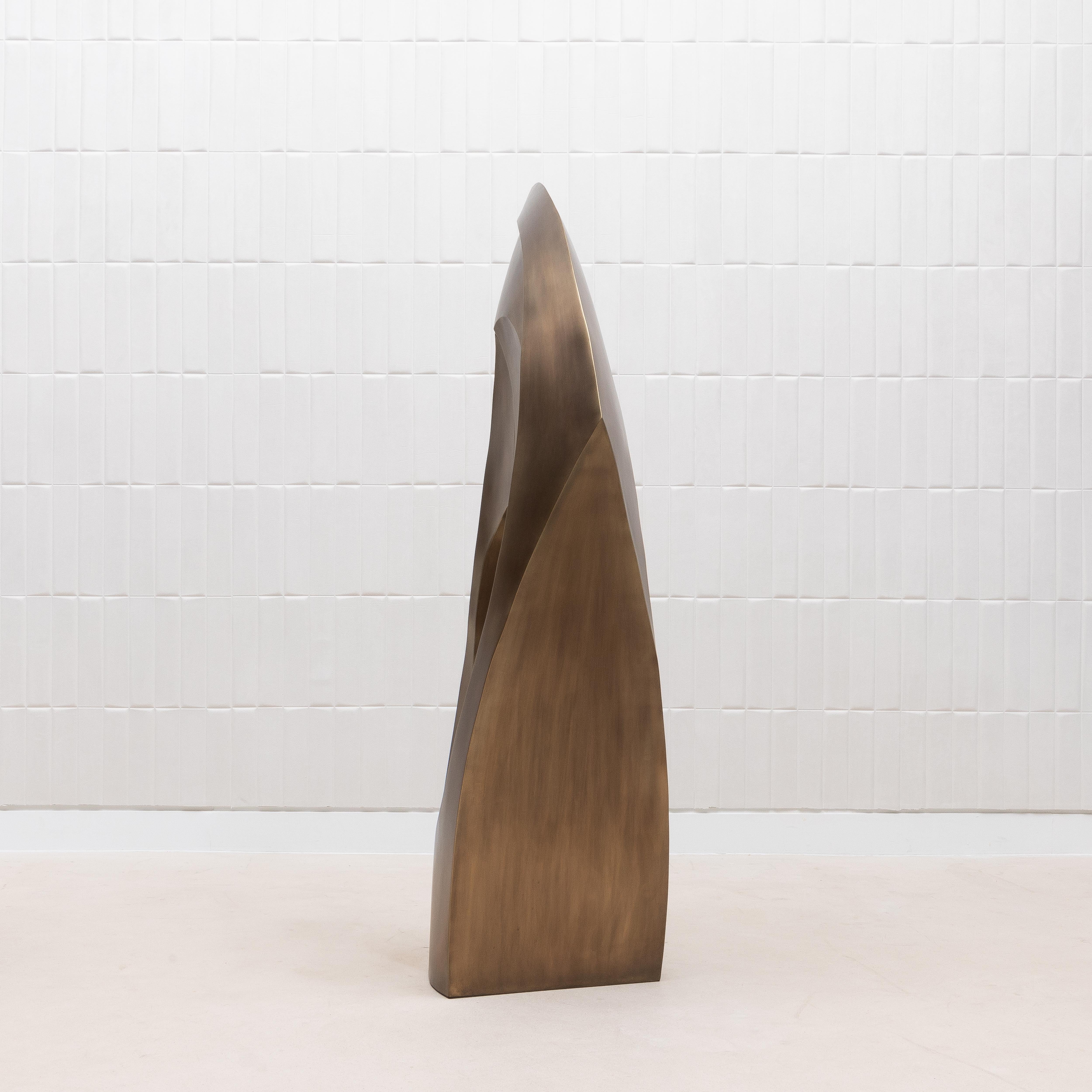 Scultura astratta moderna XL in bronzo patinato ottone di Patrick Coard Paris in vendita 8