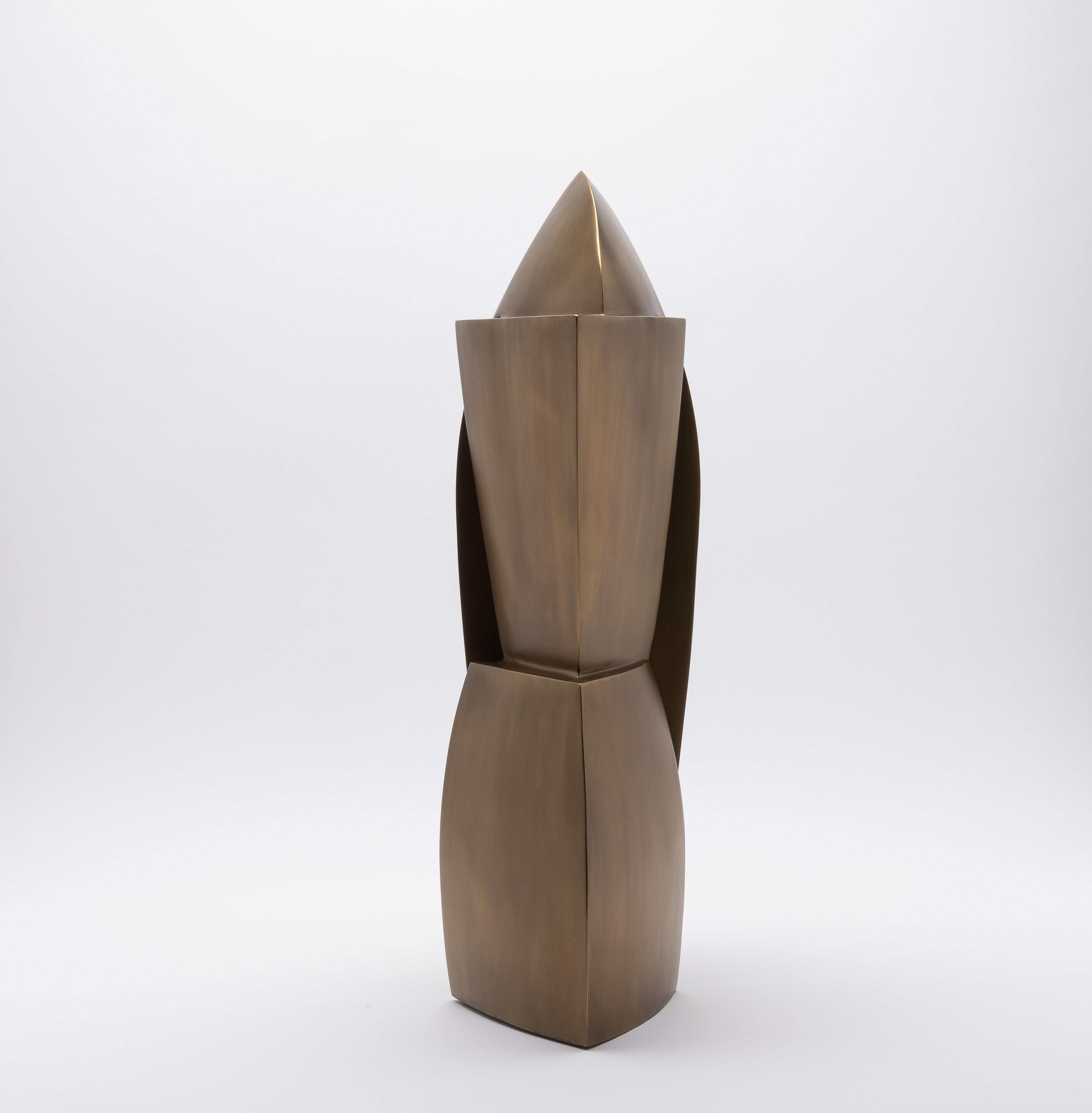Moderne Modernity Abstract Sculpture in Bronze Patina Brass by Patrick Coard Paris en vente