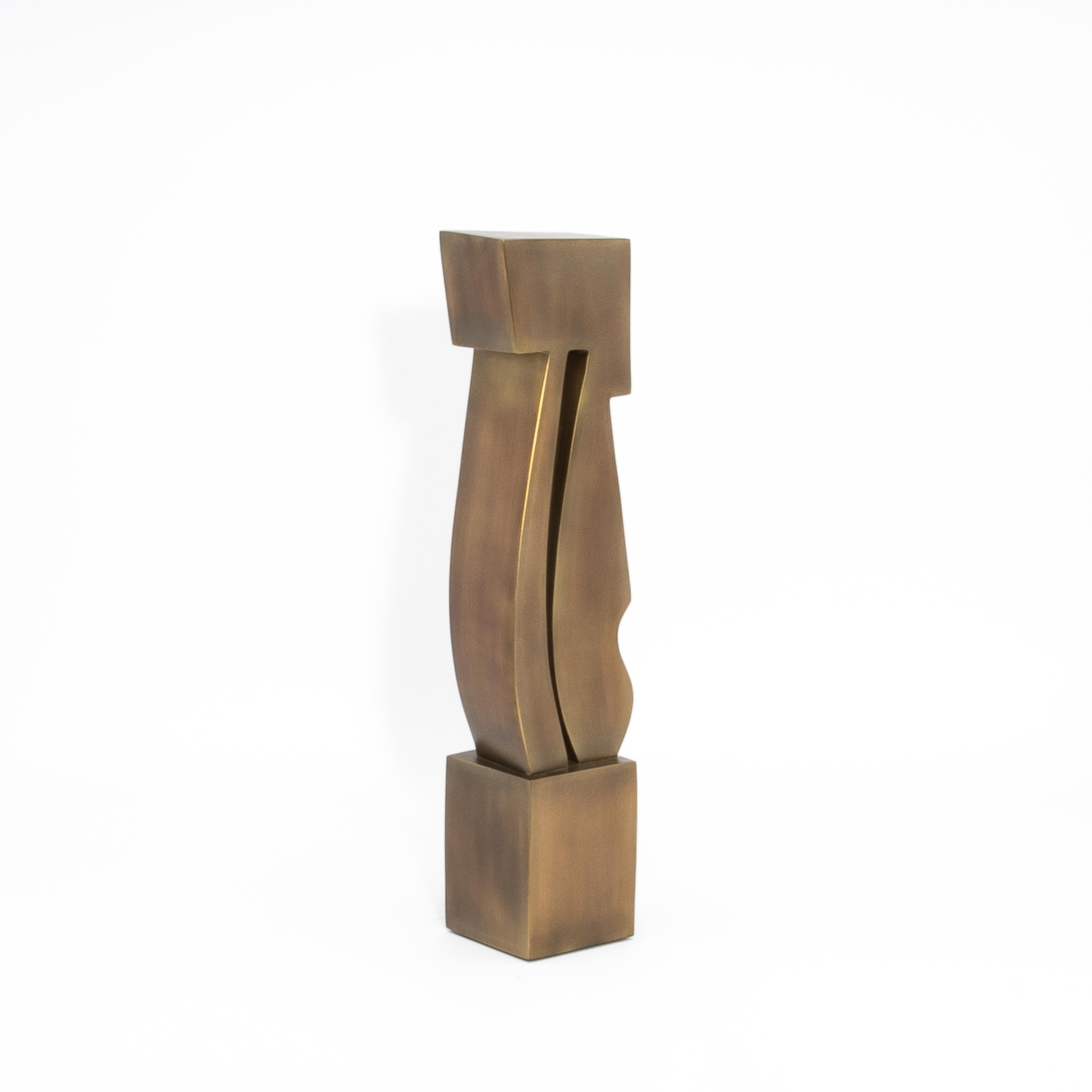 Moderno Scultura astratta moderna in ottone patinato bronzo di Patrick Coard Paris in vendita