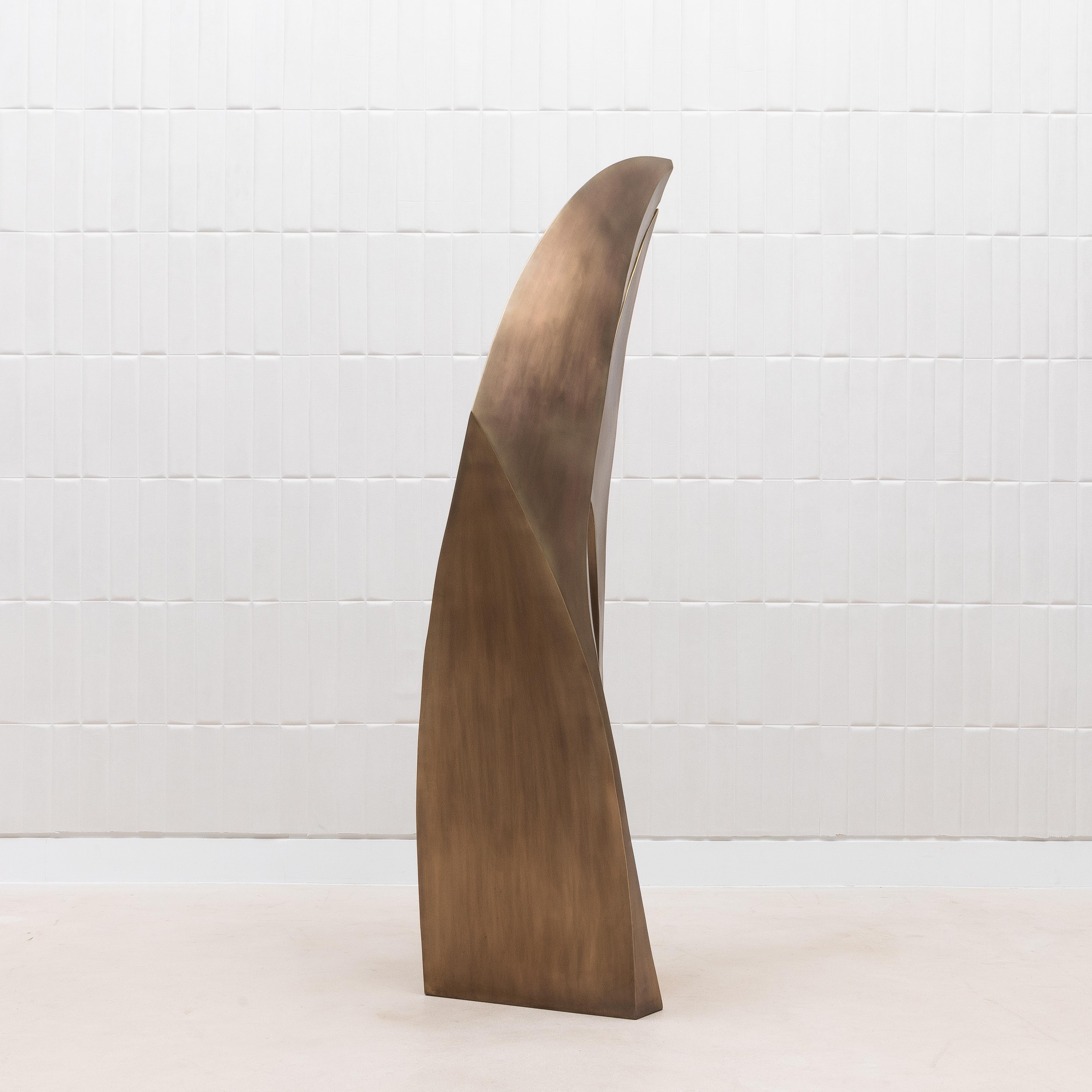 Fatto a mano Scultura astratta moderna XL in bronzo patinato ottone di Patrick Coard Paris in vendita