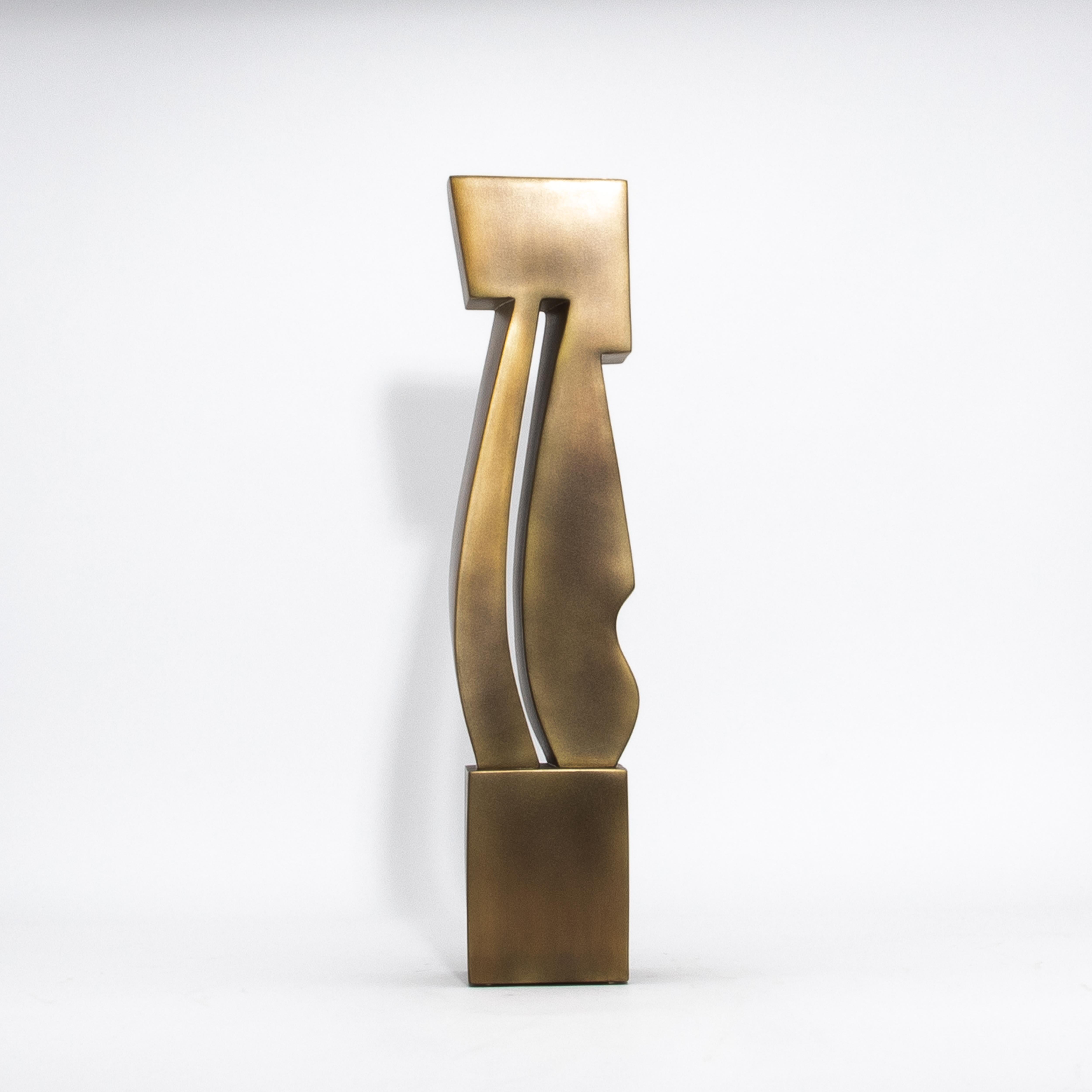 Fatto a mano Scultura astratta moderna in ottone patinato bronzo di Patrick Coard Paris in vendita