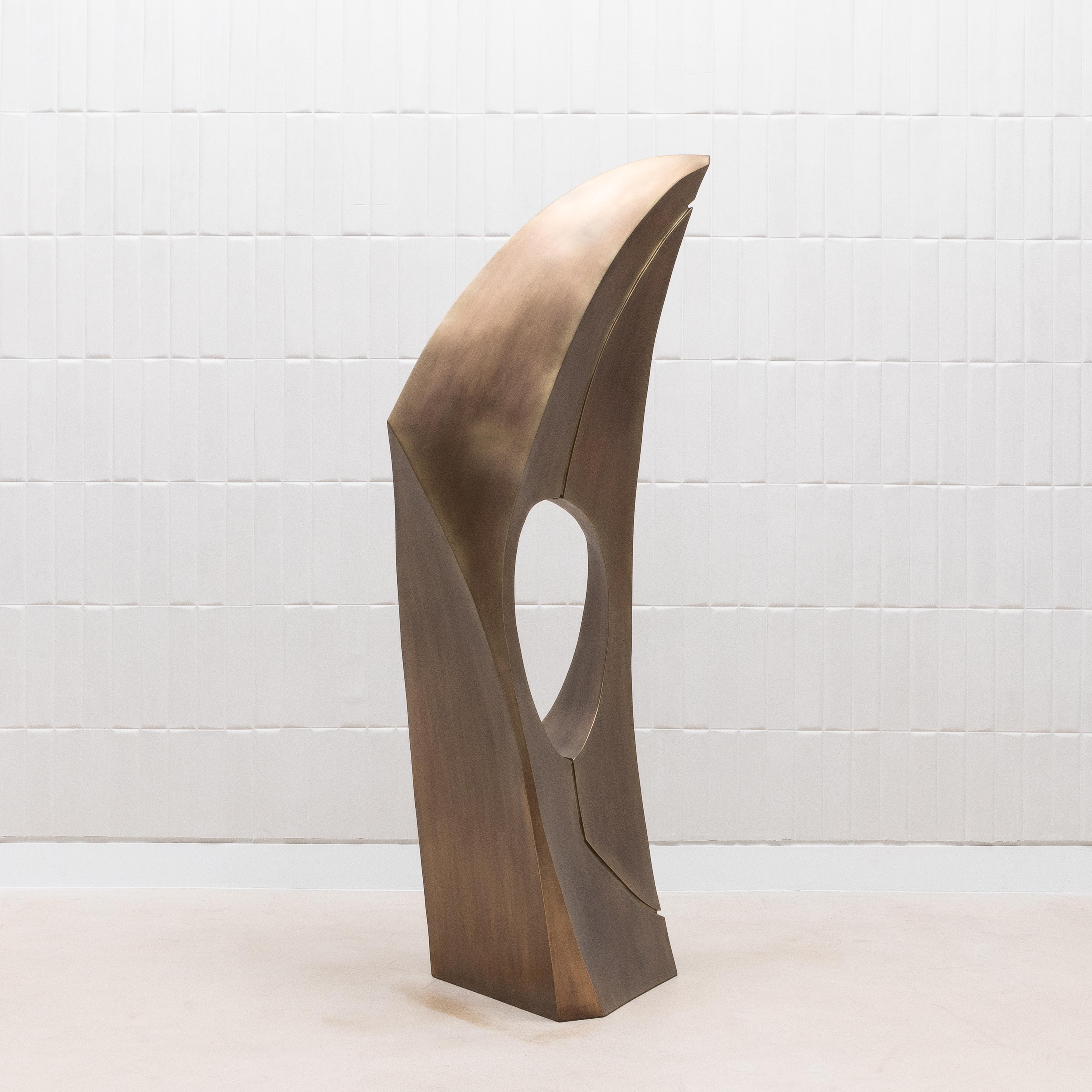 Scultura astratta moderna XL in bronzo patinato ottone di Patrick Coard Paris In condizioni Nuovo in vendita a West Hollywood, CA