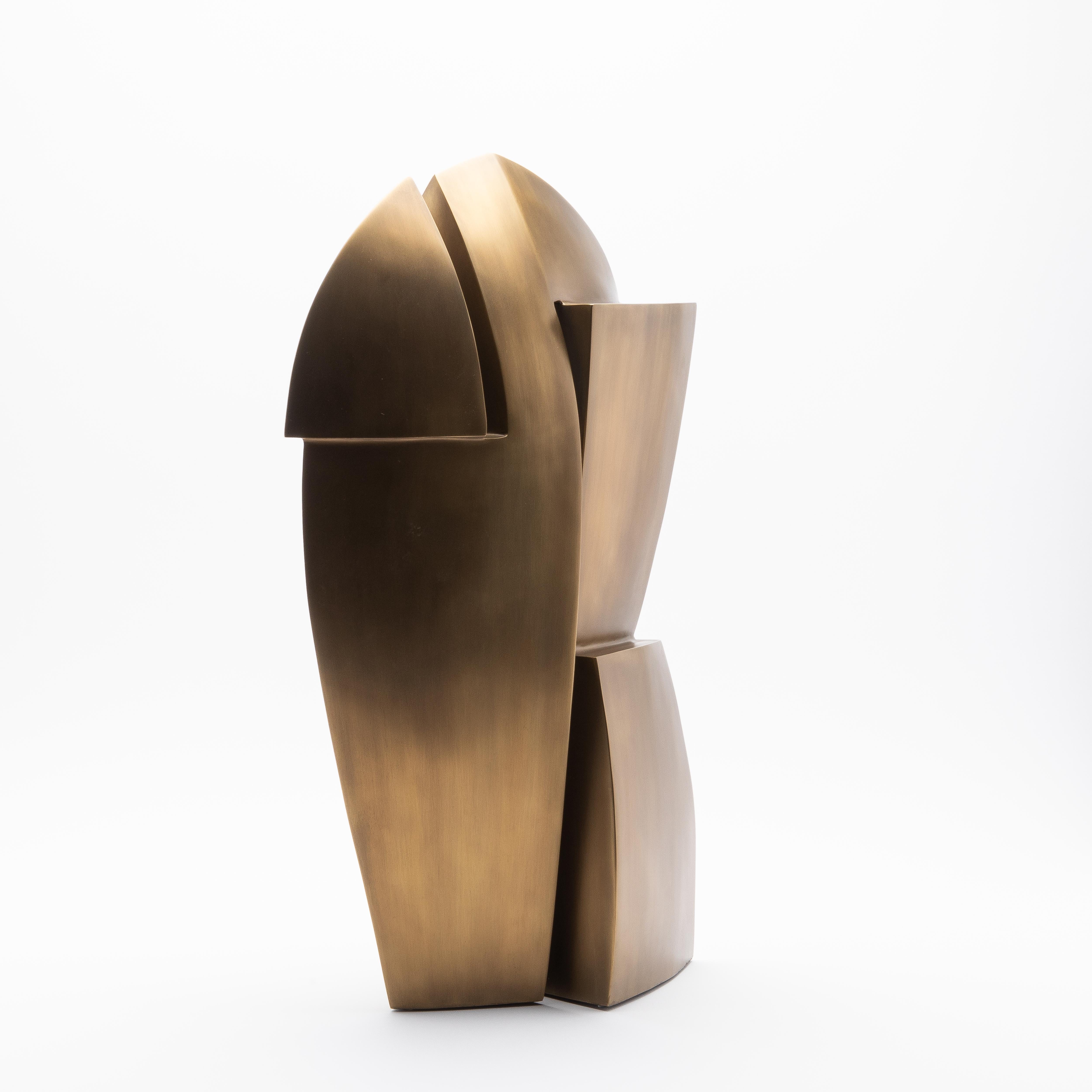 Modernity Abstract Sculpture in Bronze Patina Brass by Patrick Coard Paris Neuf - En vente à West Hollywood, CA
