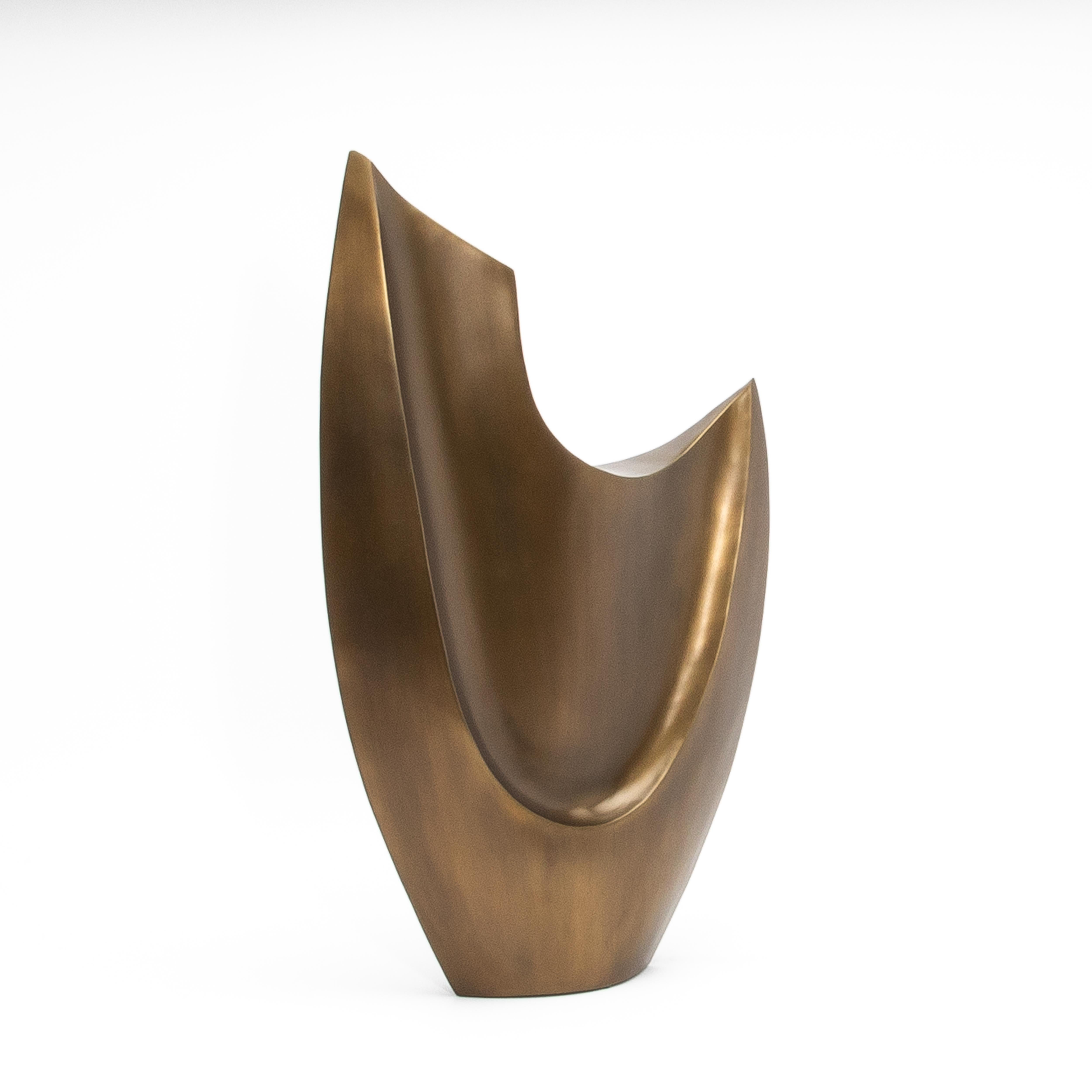 Laiton Modernity Abstract Sculpture XL in Bronze Patina Brass by Patrick Coard Paris en vente