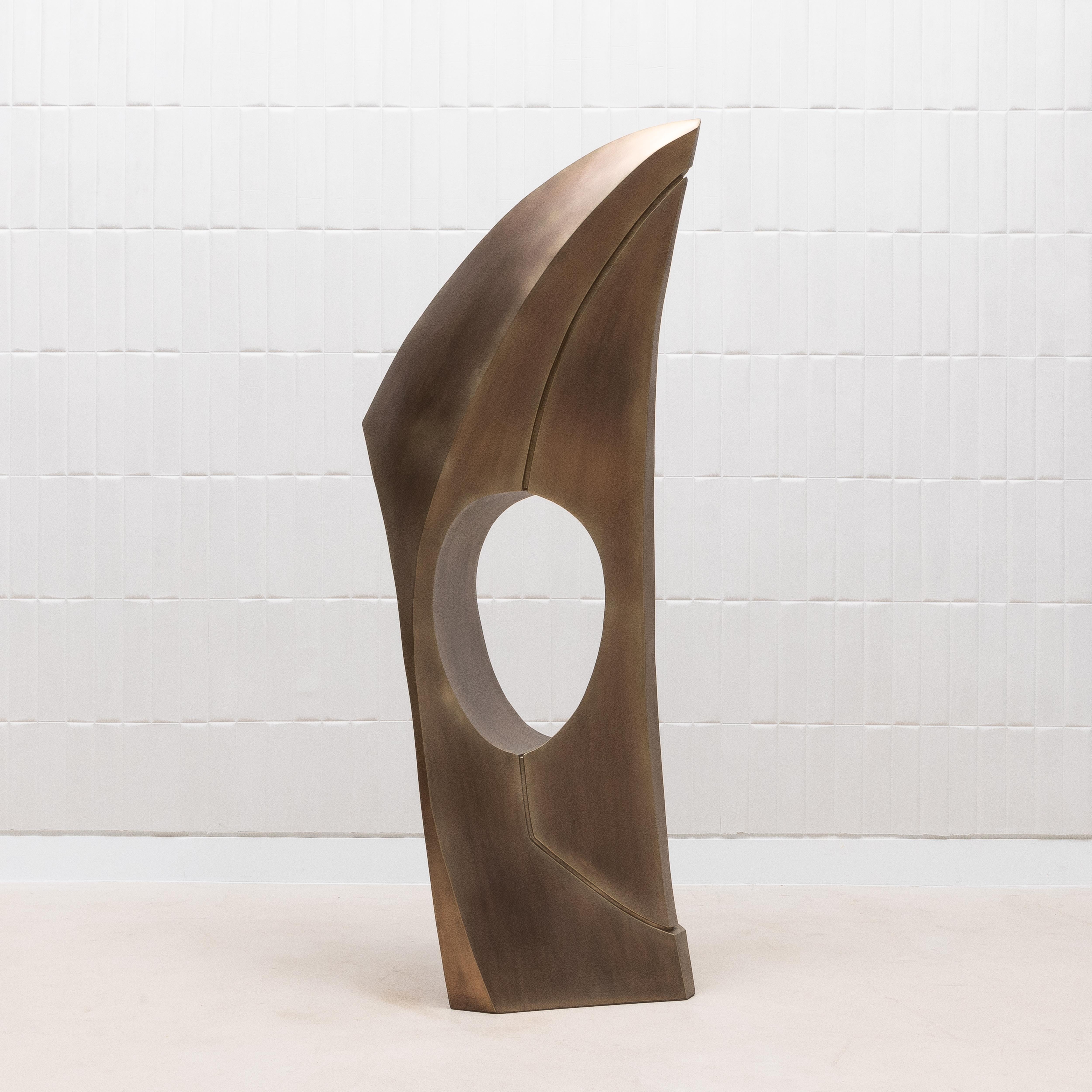 Scultura astratta moderna XL in bronzo patinato ottone di Patrick Coard Paris in vendita 1