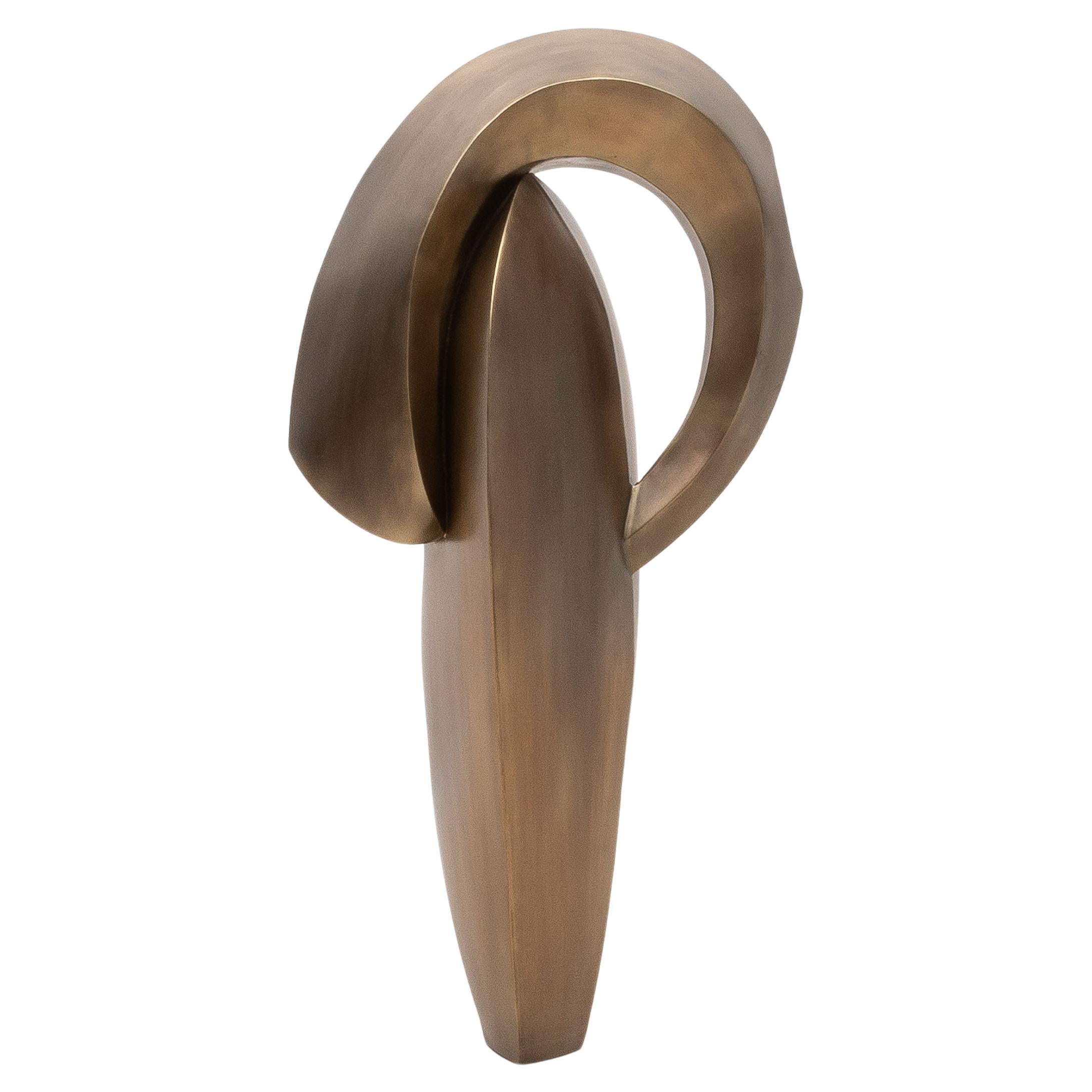 Modernity Abstract Sculpture in Bronze Patina Brass by Patrick Coard Paris