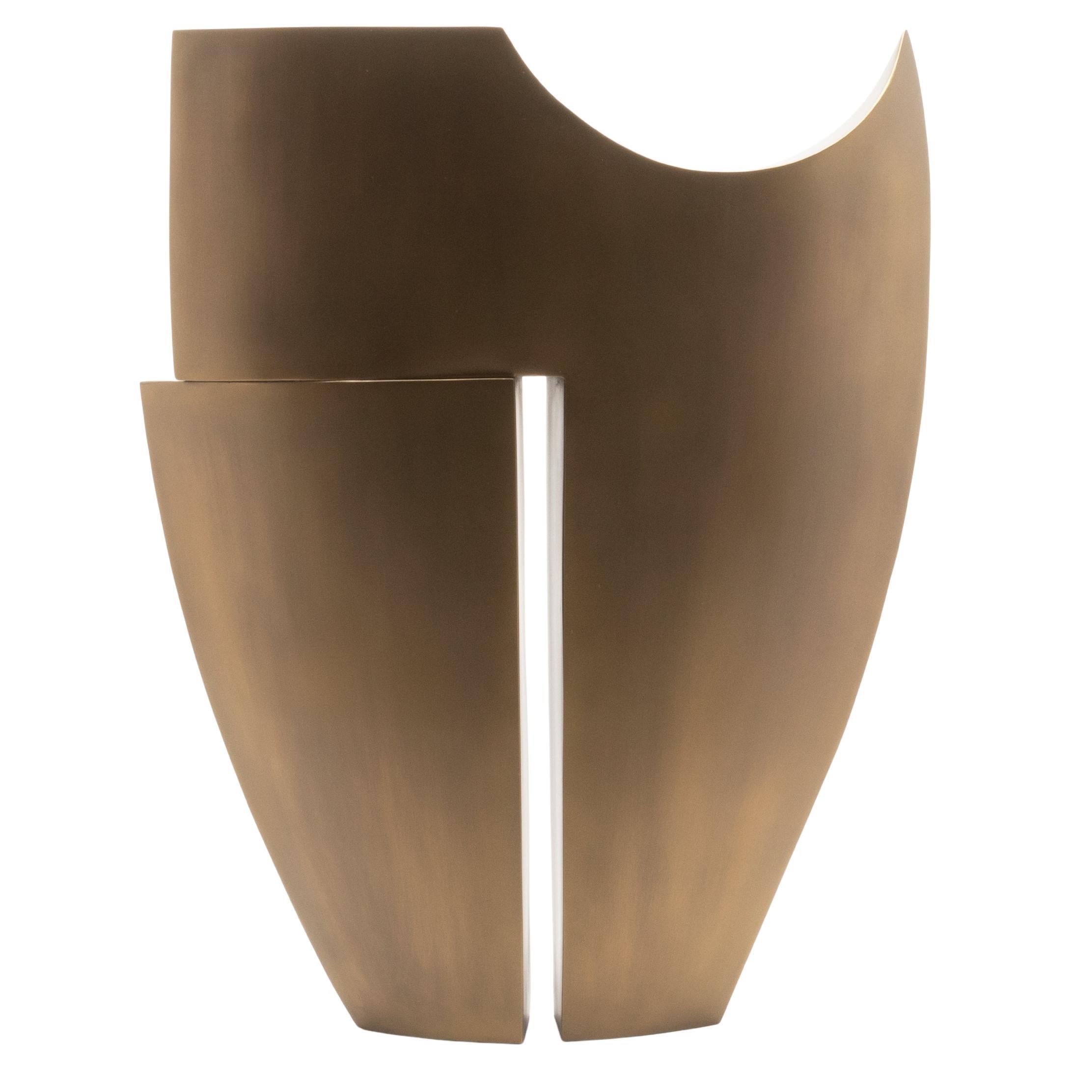 Modernity Abstract Sculpture in Bronze Patina Brass by Patrick Coard Paris