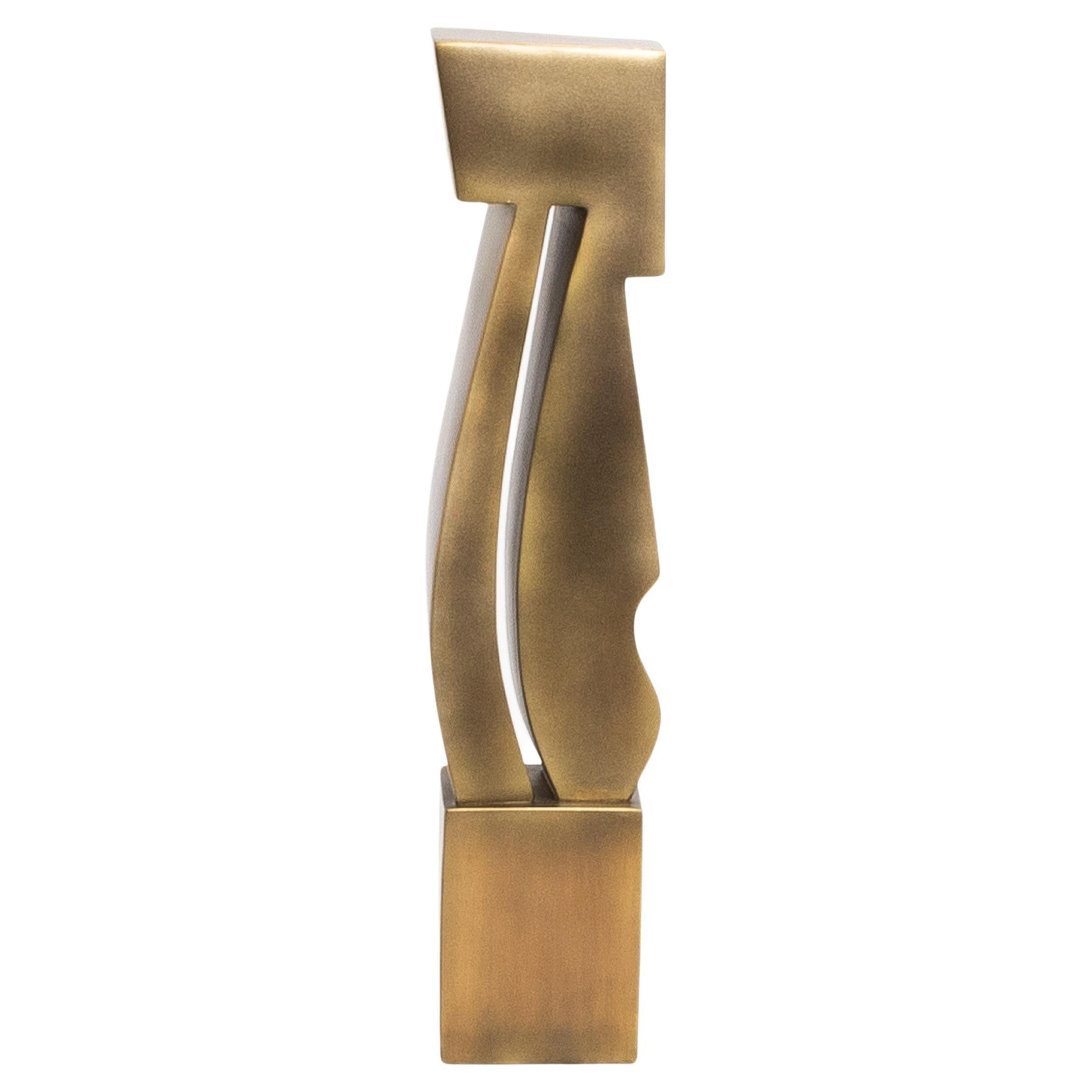 Modernity Abstract Sculpture in Bronze Patina Brass by Patrick Coard Paris