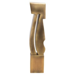 Modern Abstract Sculpture in Bronze Patina Brass by Patrick Coard Paris