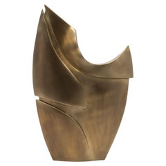 Modern Abstract Sculpture in Bronze Patina Brass by Patrick Coard Paris