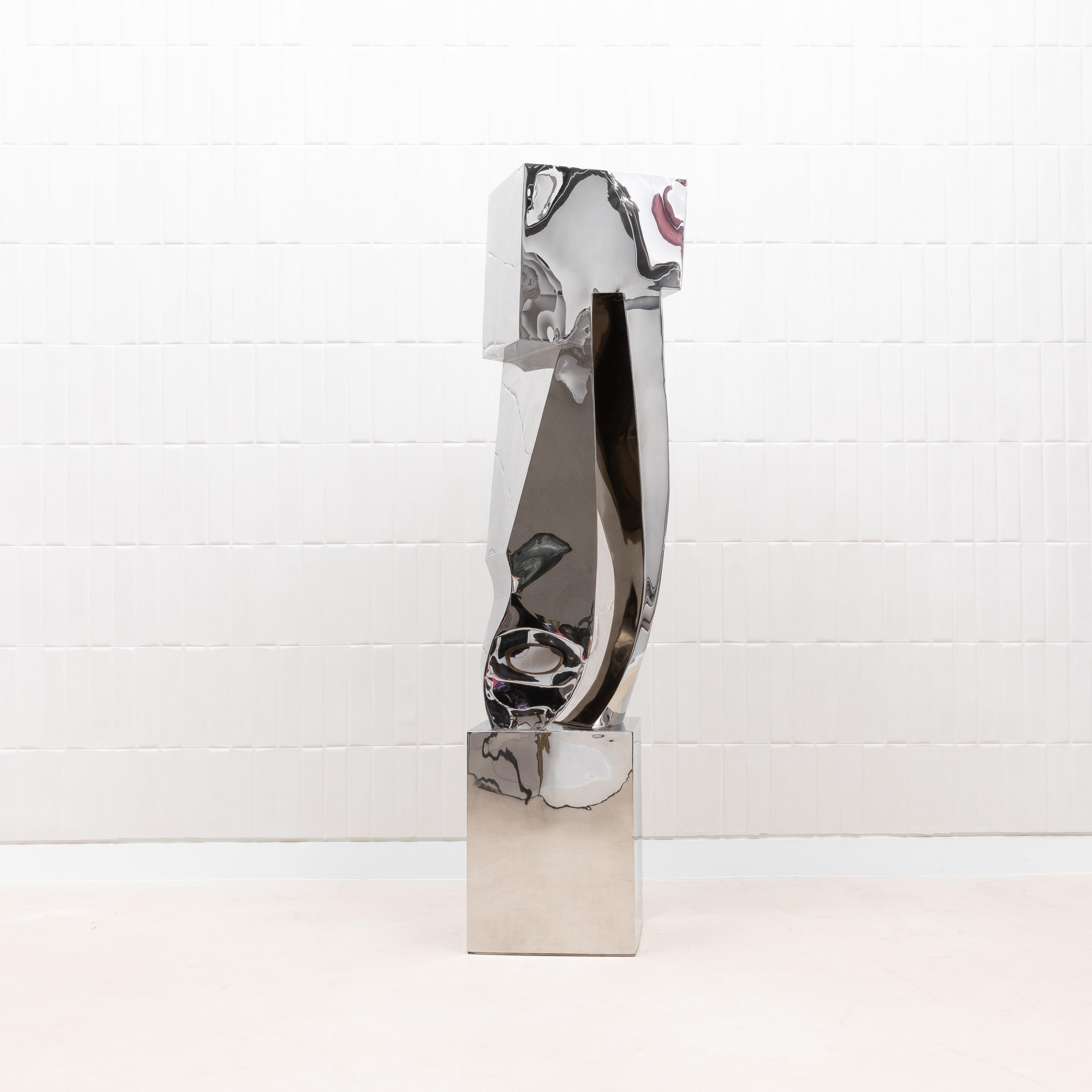 Vetroresina Scultura astratta moderna XL in acciaio lucido di Patrick Coard Paris in vendita