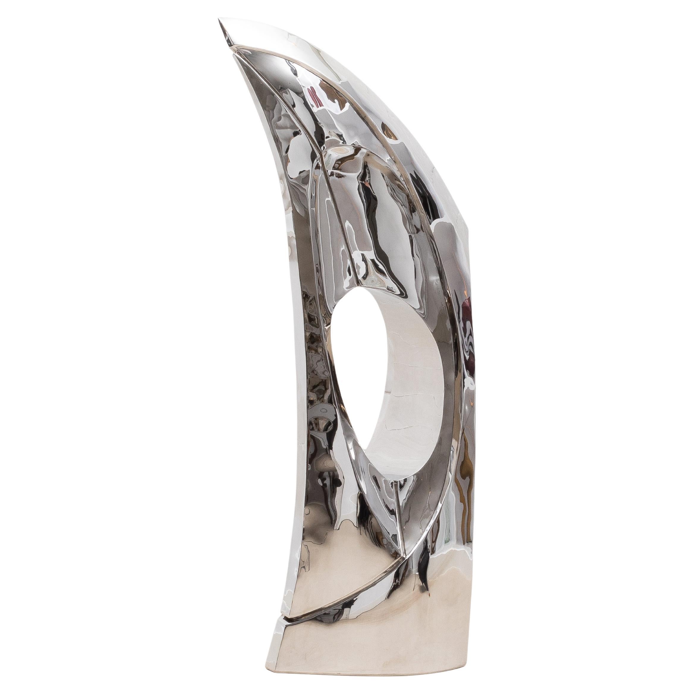 Sculpture abstraite moderne XL en acier poli de Patrick Coard Paris