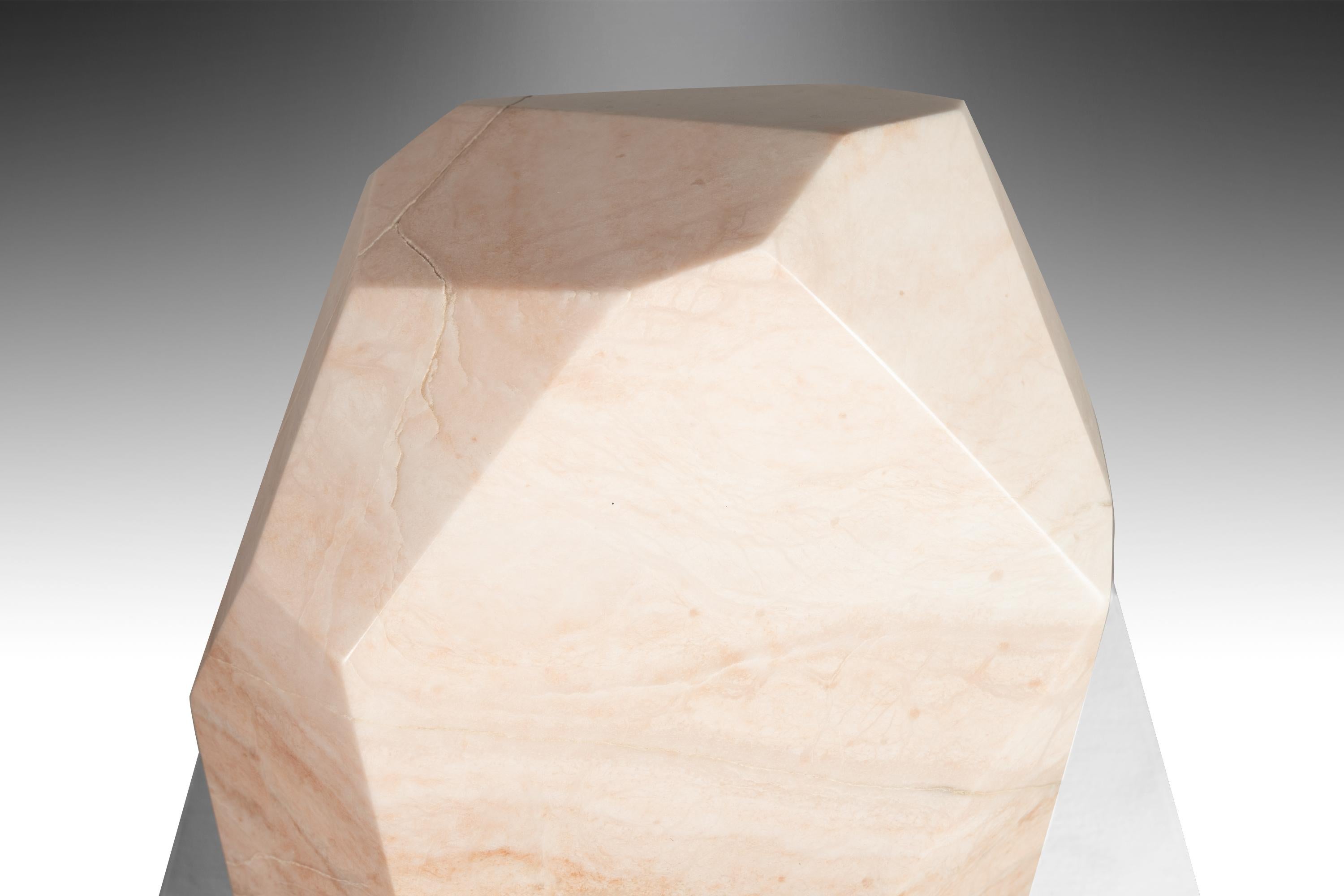 Modern Abstract Sculpture in Solid Alabaster 'Diamond' by Mark Leblanc (1/8) USA For Sale 6