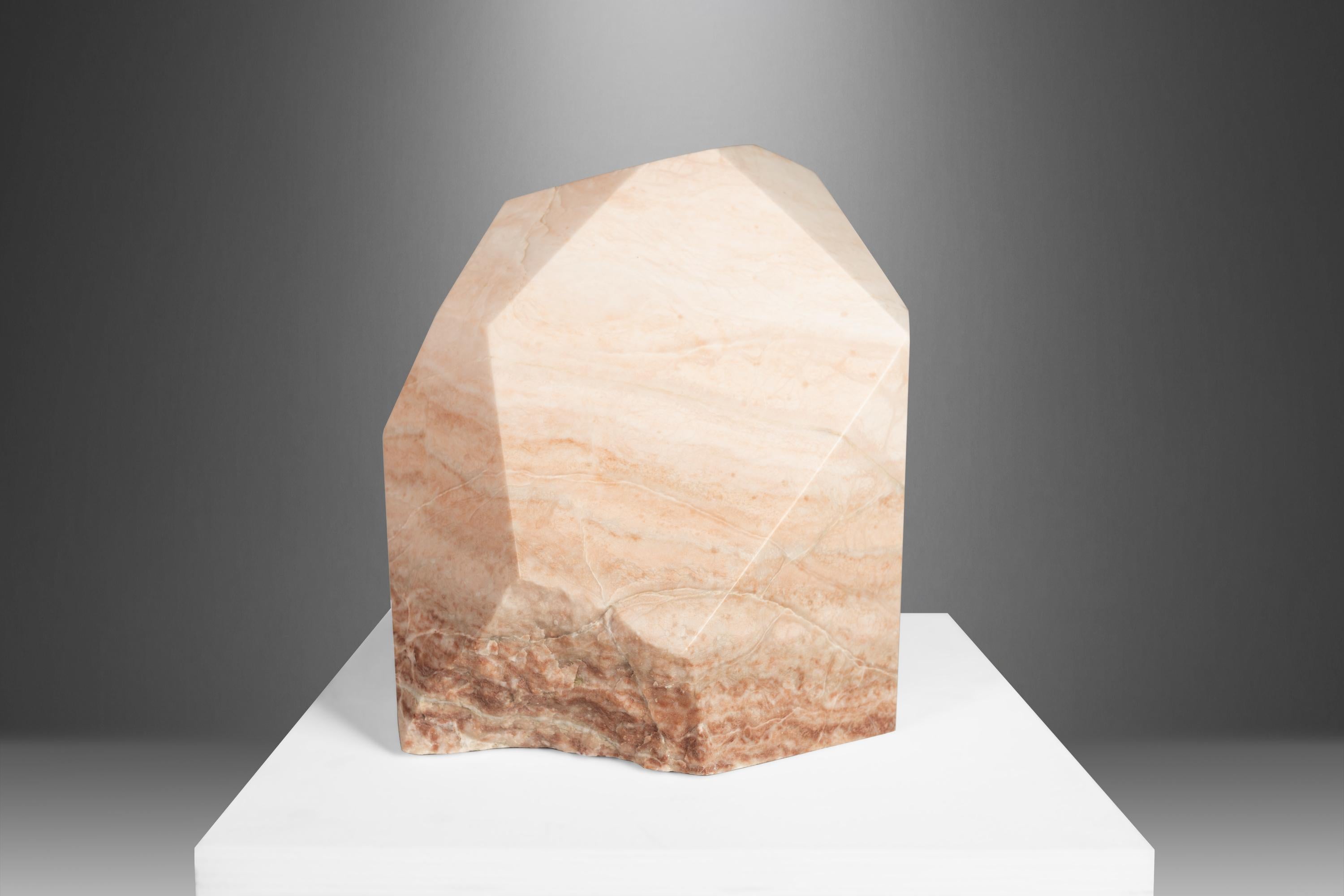 American Modern Abstract Sculpture in Solid Alabaster 'Diamond' by Mark Leblanc (1/8) USA For Sale