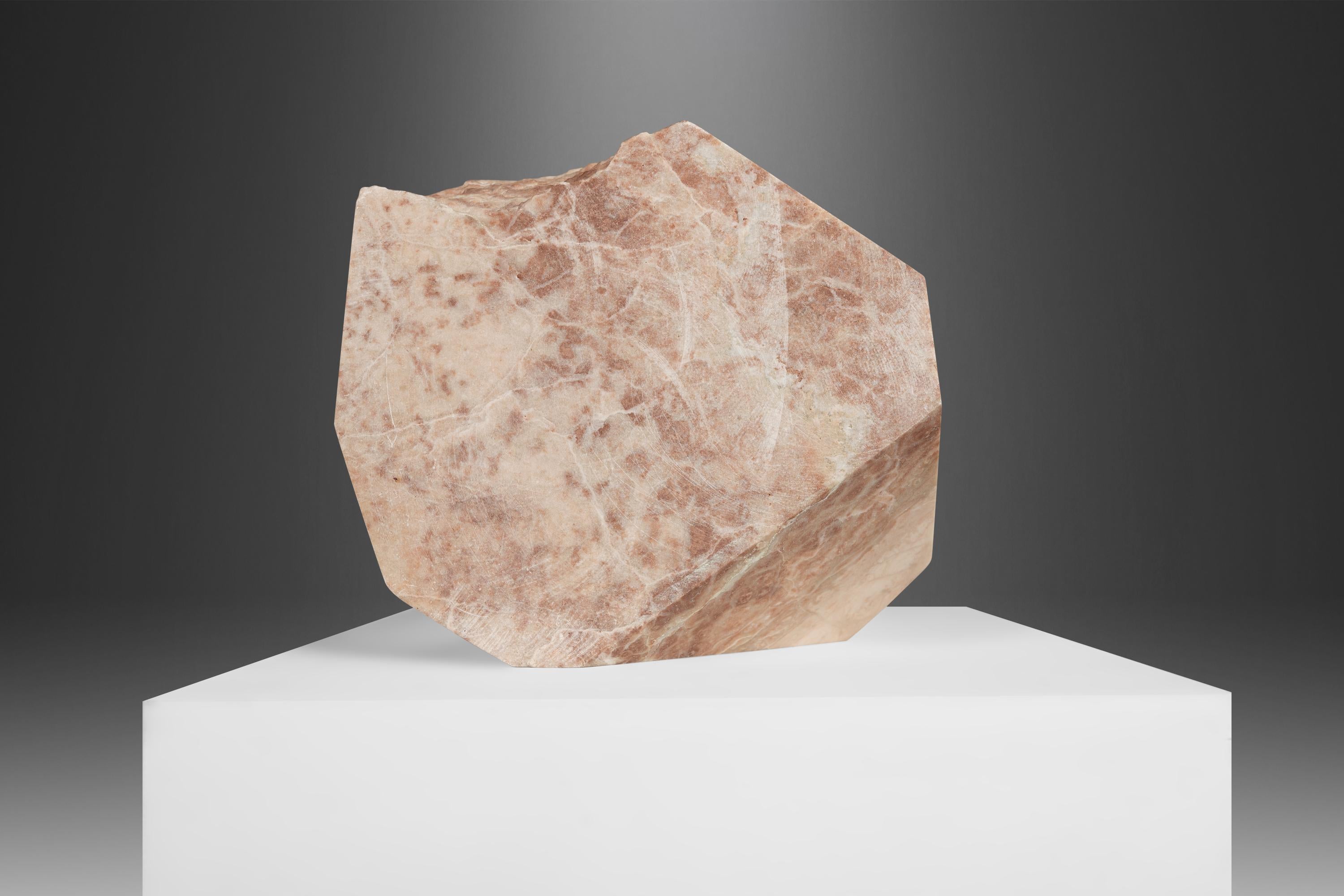 Stone Modern Abstract Sculpture in Solid Alabaster 'Diamond' by Mark Leblanc (1/8) USA For Sale