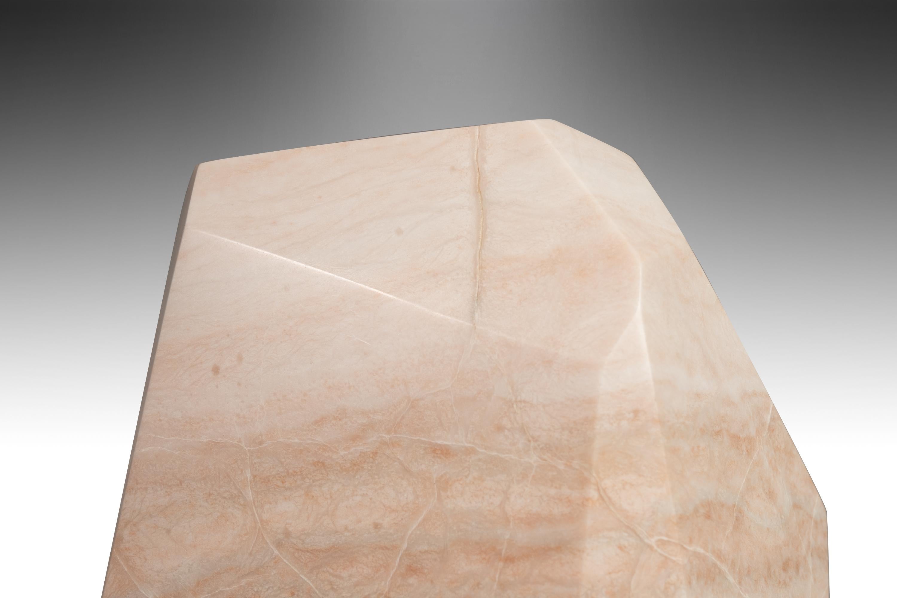 Modern Abstract Sculpture in Solid Alabaster 'Diamond' by Mark Leblanc (1/8) USA For Sale 3