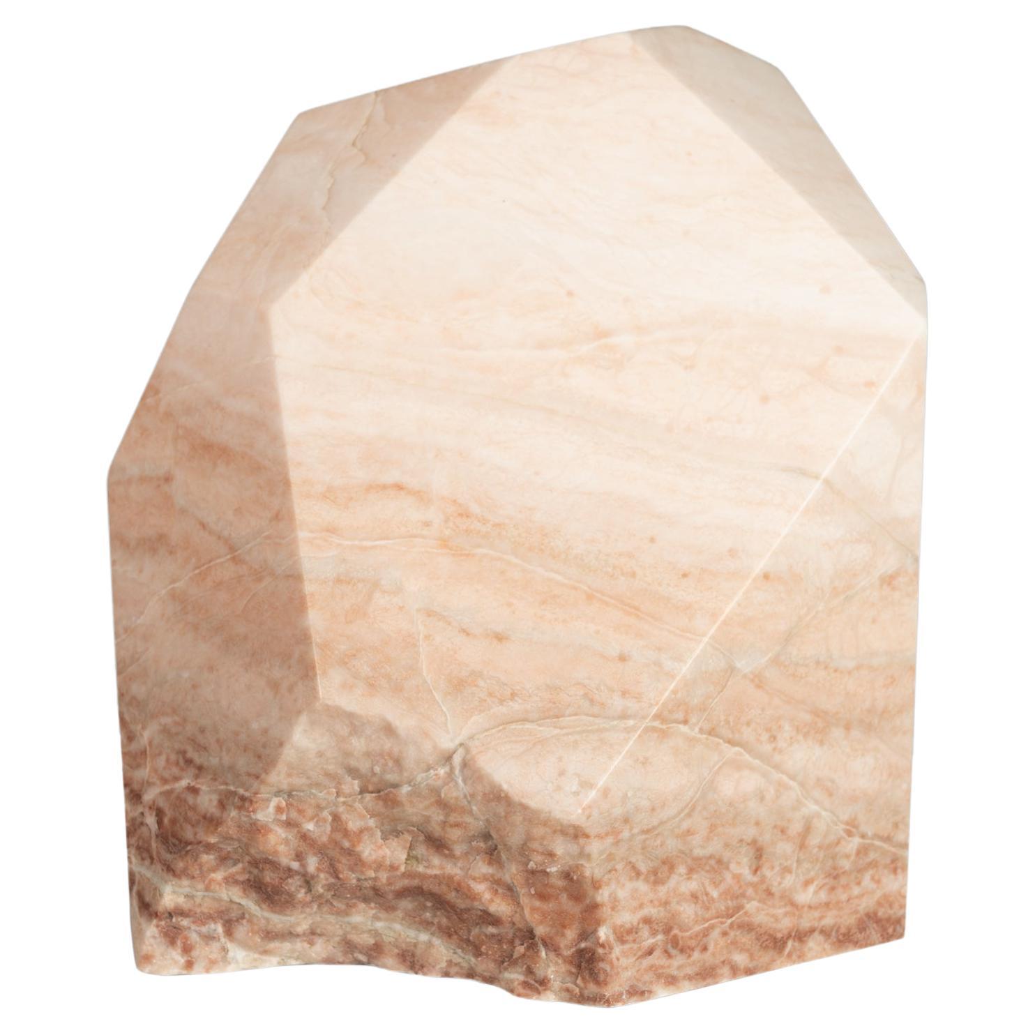 Modern Abstract Sculpture in Solid Alabaster 'Diamond' by Mark Leblanc (1/8) USA For Sale