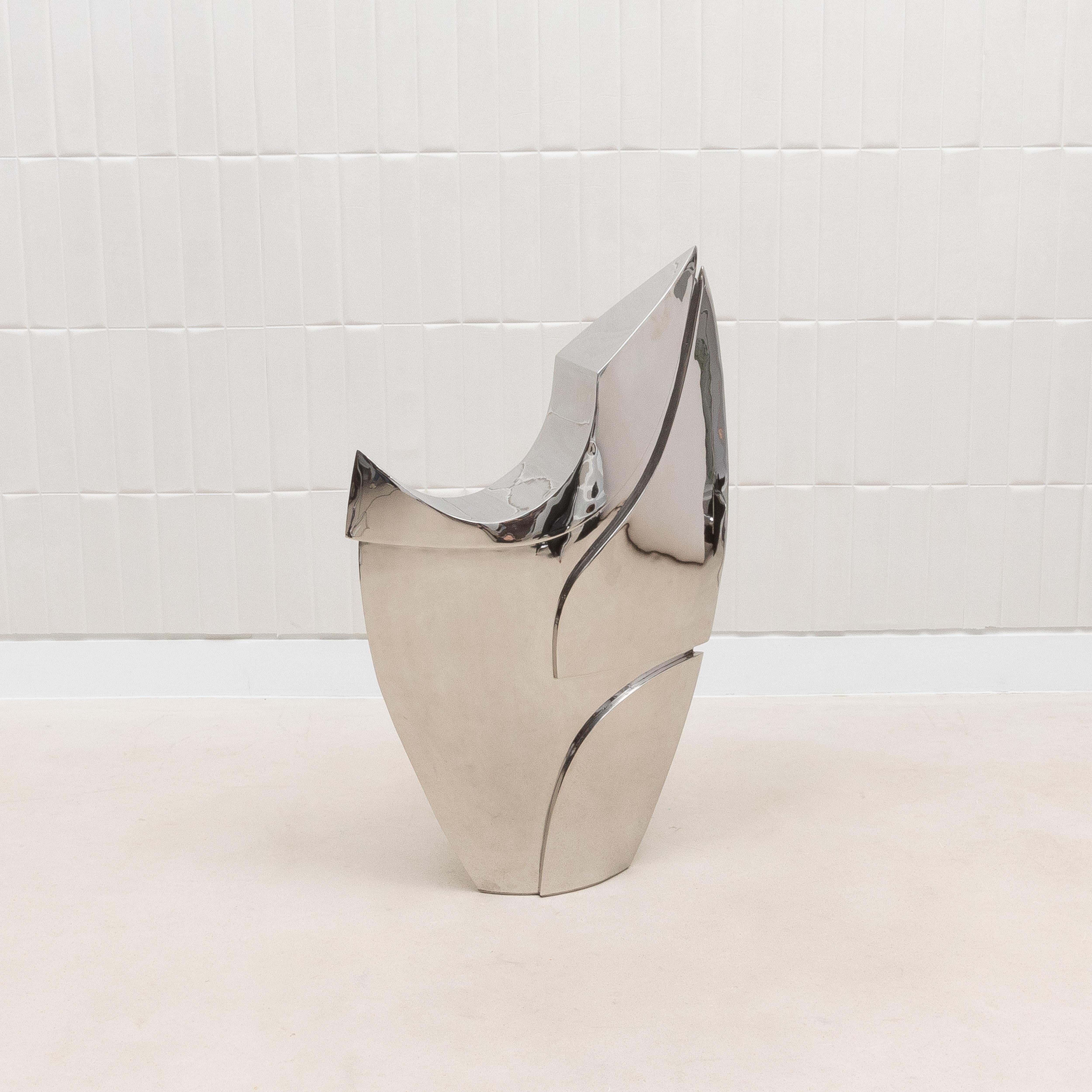 Fatto a mano Scultura astratta moderna L in acciaio inossidabile di Patrick Coard Paris in vendita