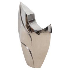 Escultura abstracta moderna L de acero inoxidable de Patrick Coard Paris