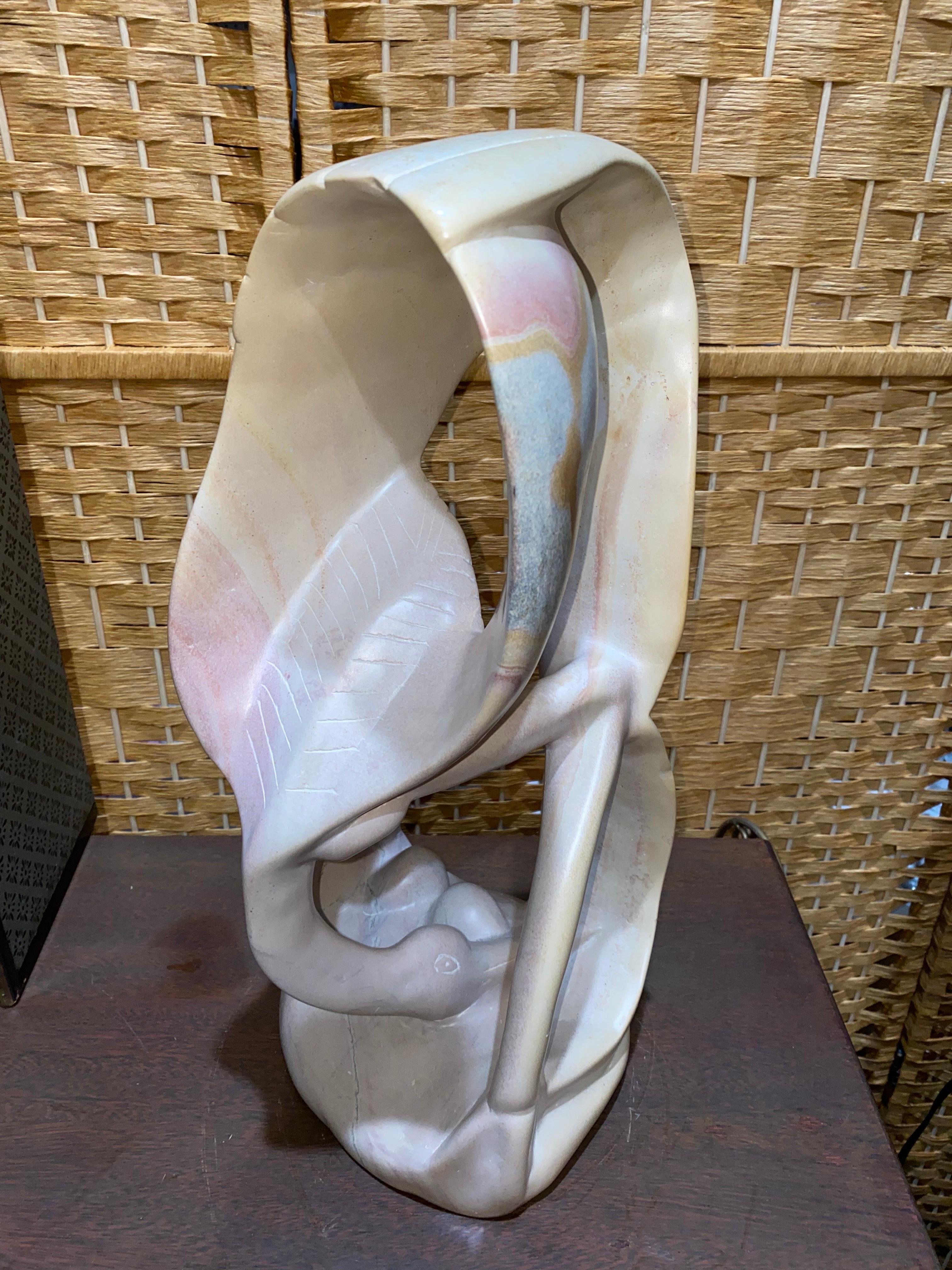 Modern Abstract Soapstone Flamingo Sculpture, 1980s In Good Condition For Sale In San Carlos, CA