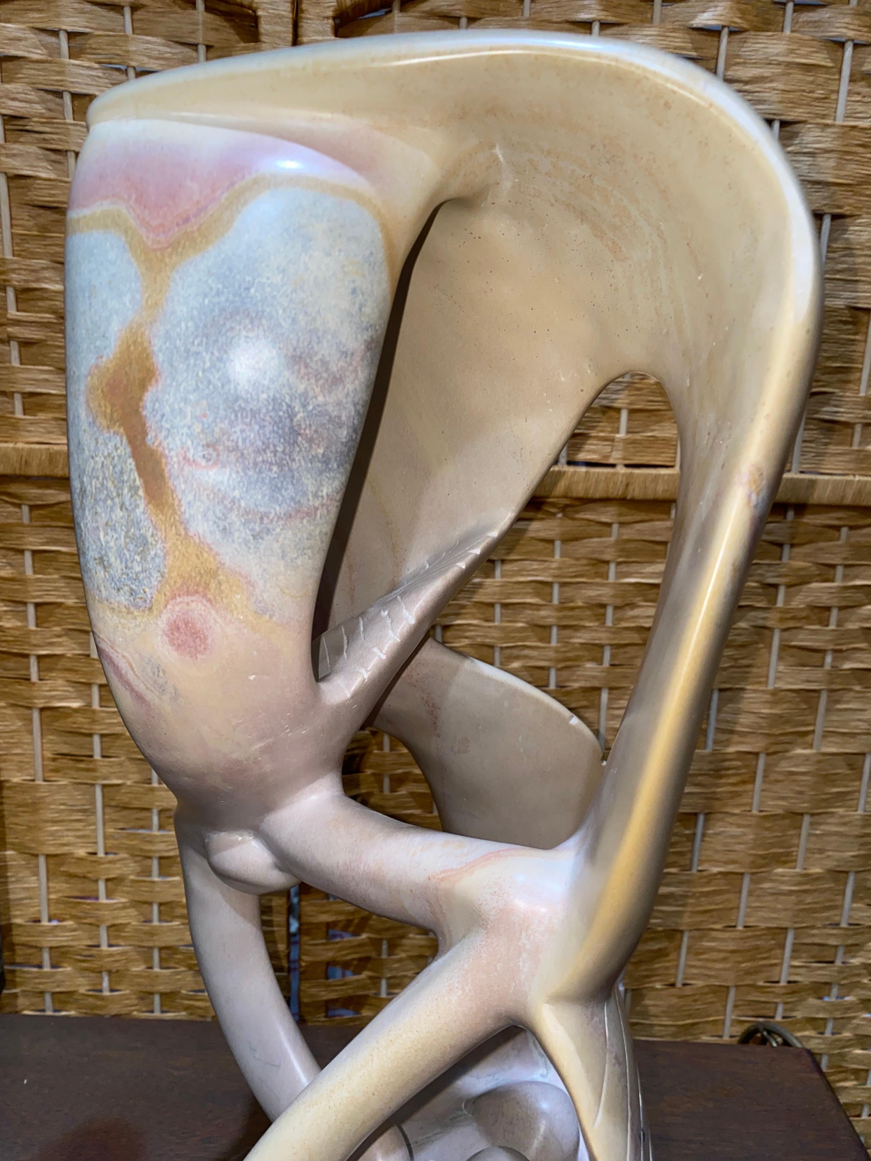 Late 20th Century Modern Abstract Soapstone Flamingo Sculpture, 1980s For Sale