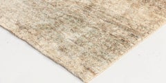 Modern Abstract Soft Beige Hand-Knotted Runner "Travertine" by Doris Leslie Blau
