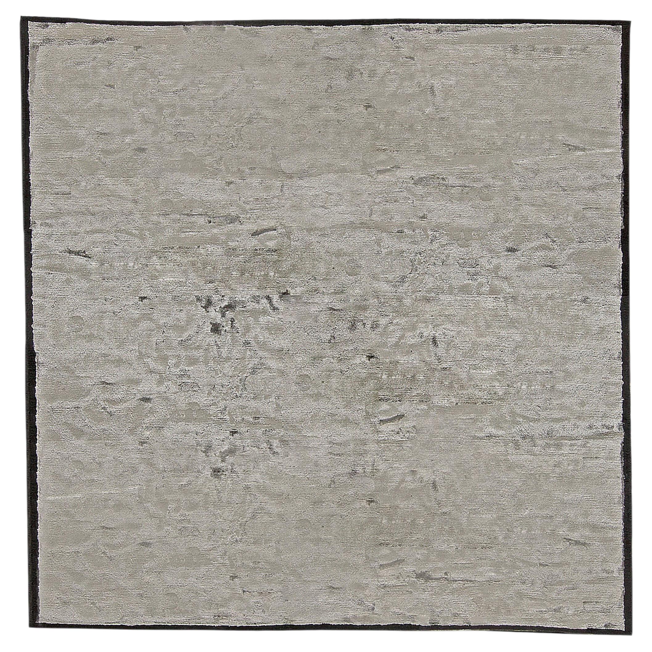 Modern Abstract Stripes Dark Gray Handmade Rug "Palimpsest" by Doris Leslie Blau