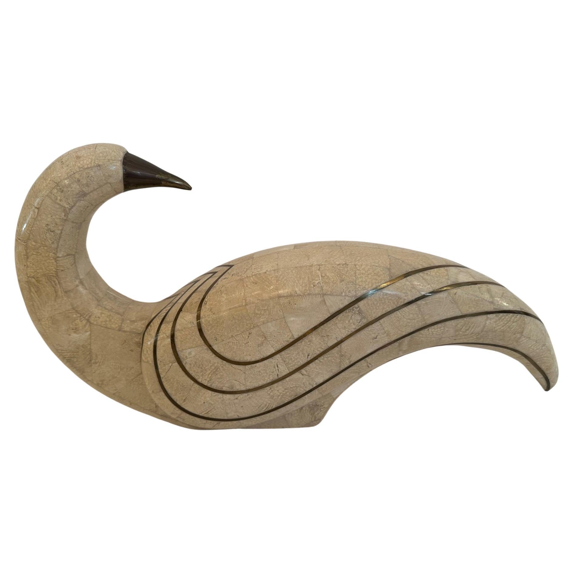 Modern Abstract Tessellated Stone Tabletop Sculpture of a Dove For Sale