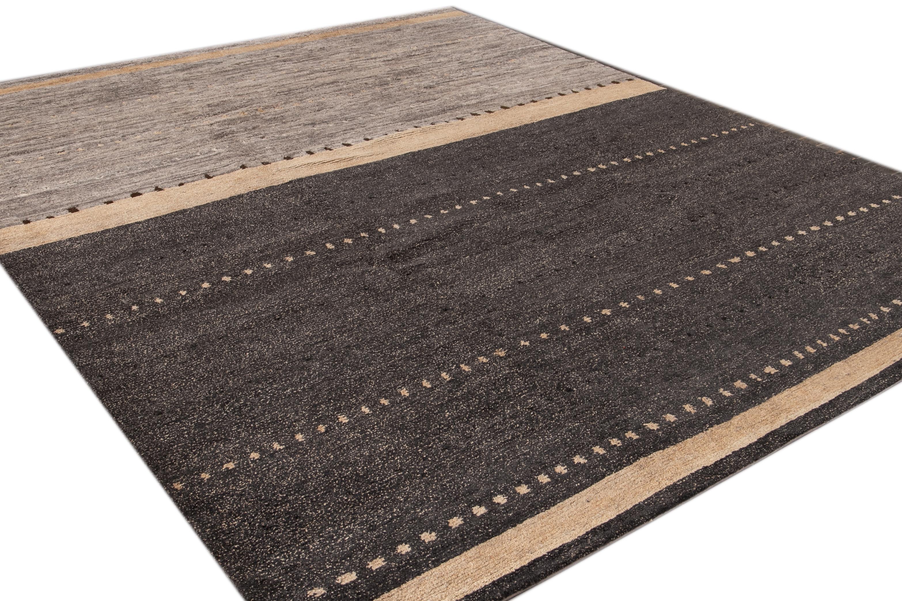 Modern Abstract Tibetan Room Size Wool Rug For Sale 5