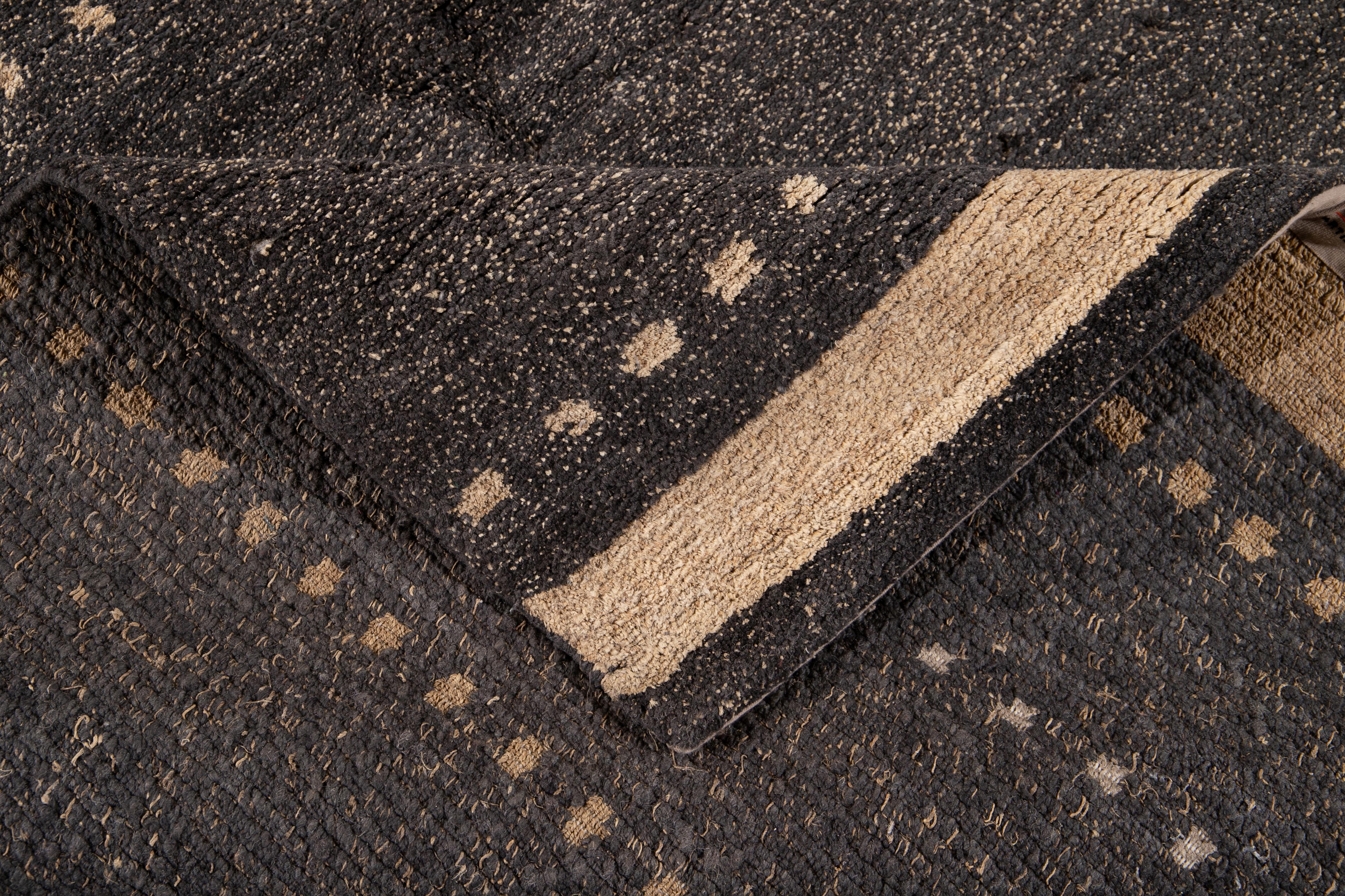 Noué à la main Tapis tibétain moderne et abstrait en laine taille d'une pièce en vente