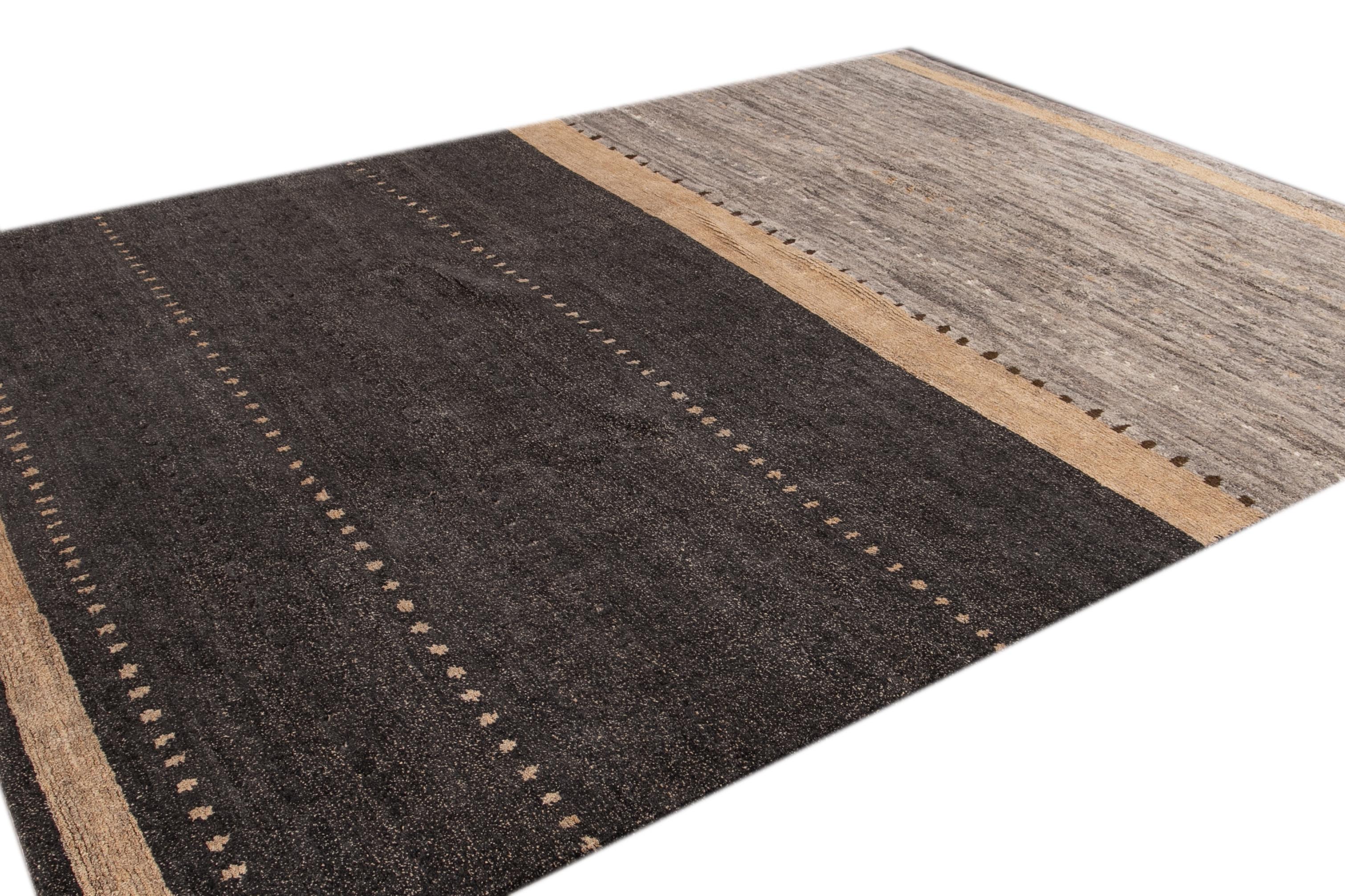 Modern Abstract Tibetan Room Size Wool Rug For Sale 1