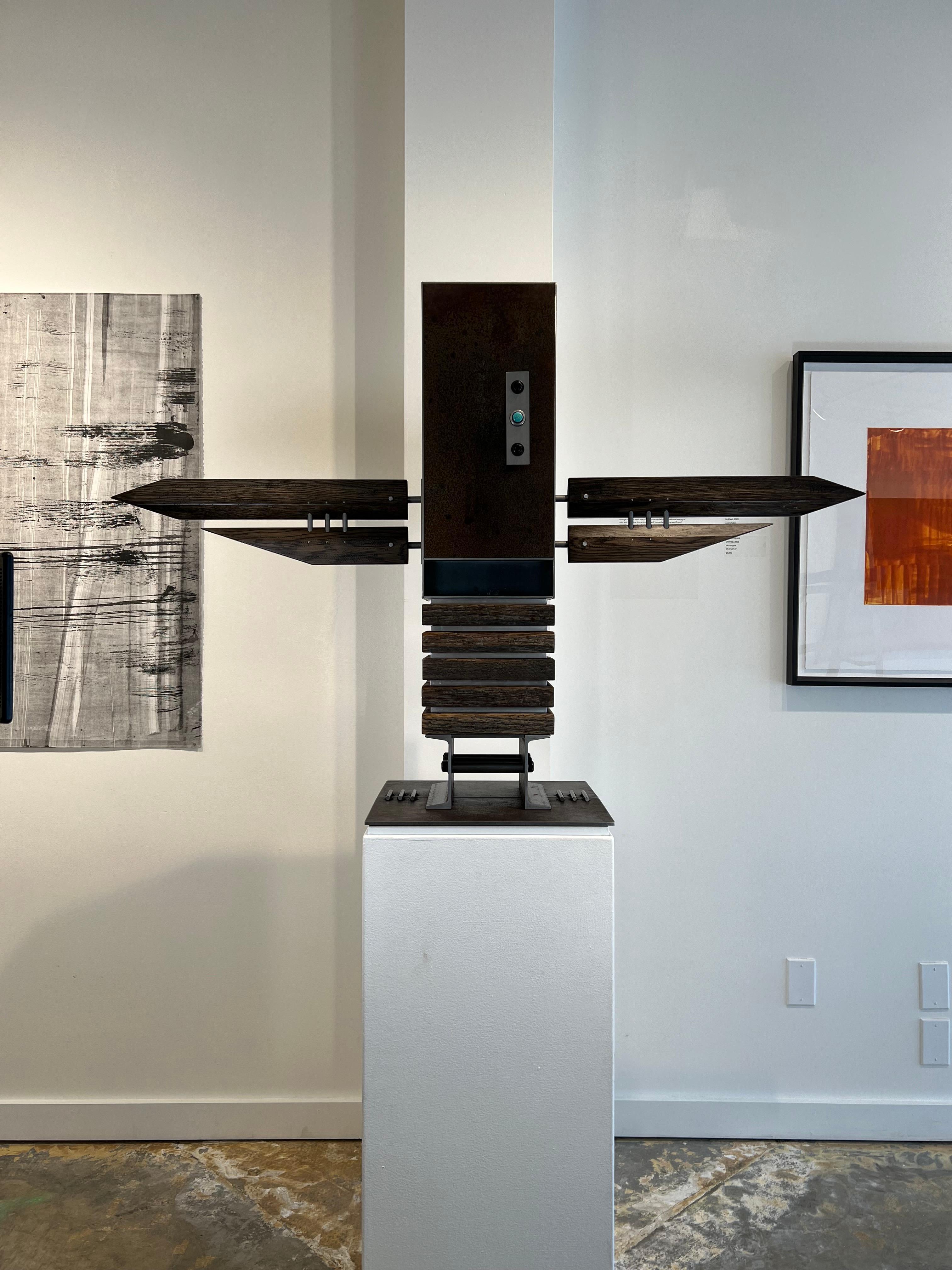 This is a very unique art sculpture by Wes Walsworth. A modern rendition of the native american totem seen as an abstract welcoming piece. This piece is titles 