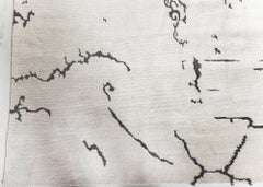 Modern Abstract Veined Light Gray Silk Rug "Vena" by Doris Leslie Blau