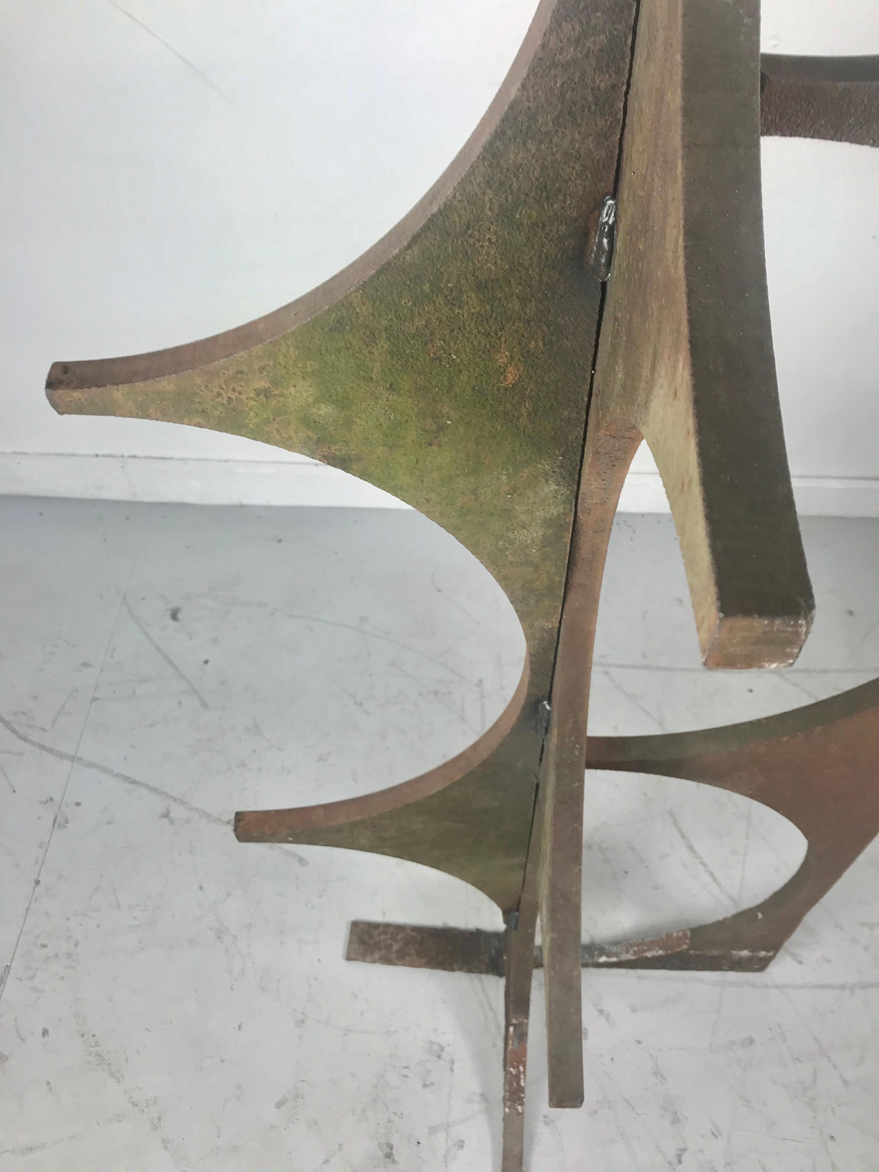 Modern Abstract Welded Cut Steel Garden Sculpture, Brutalist Design For Sale 5