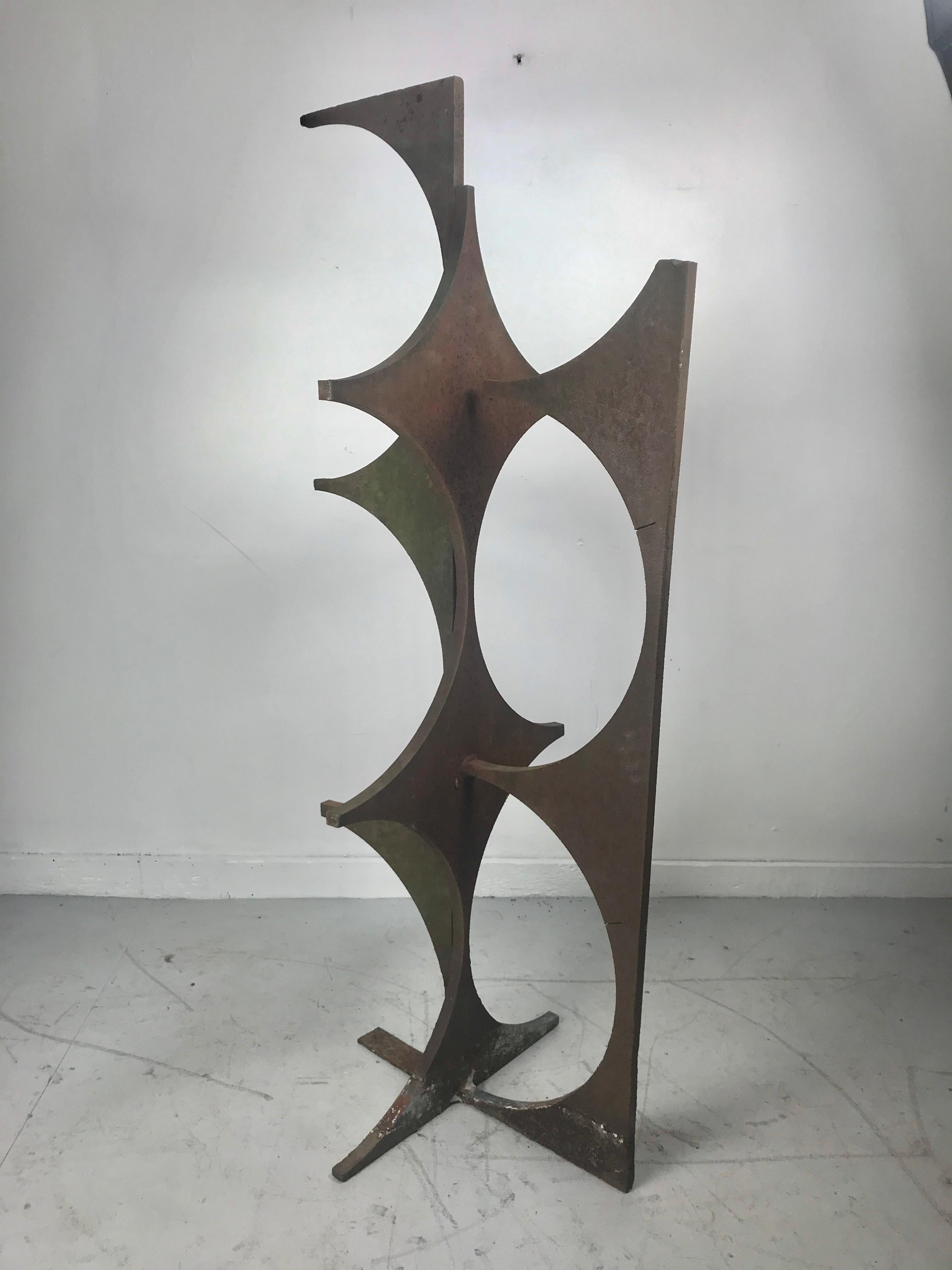 Mid-20th Century Modern Abstract Welded Cut Steel Garden Sculpture, Brutalist Design For Sale