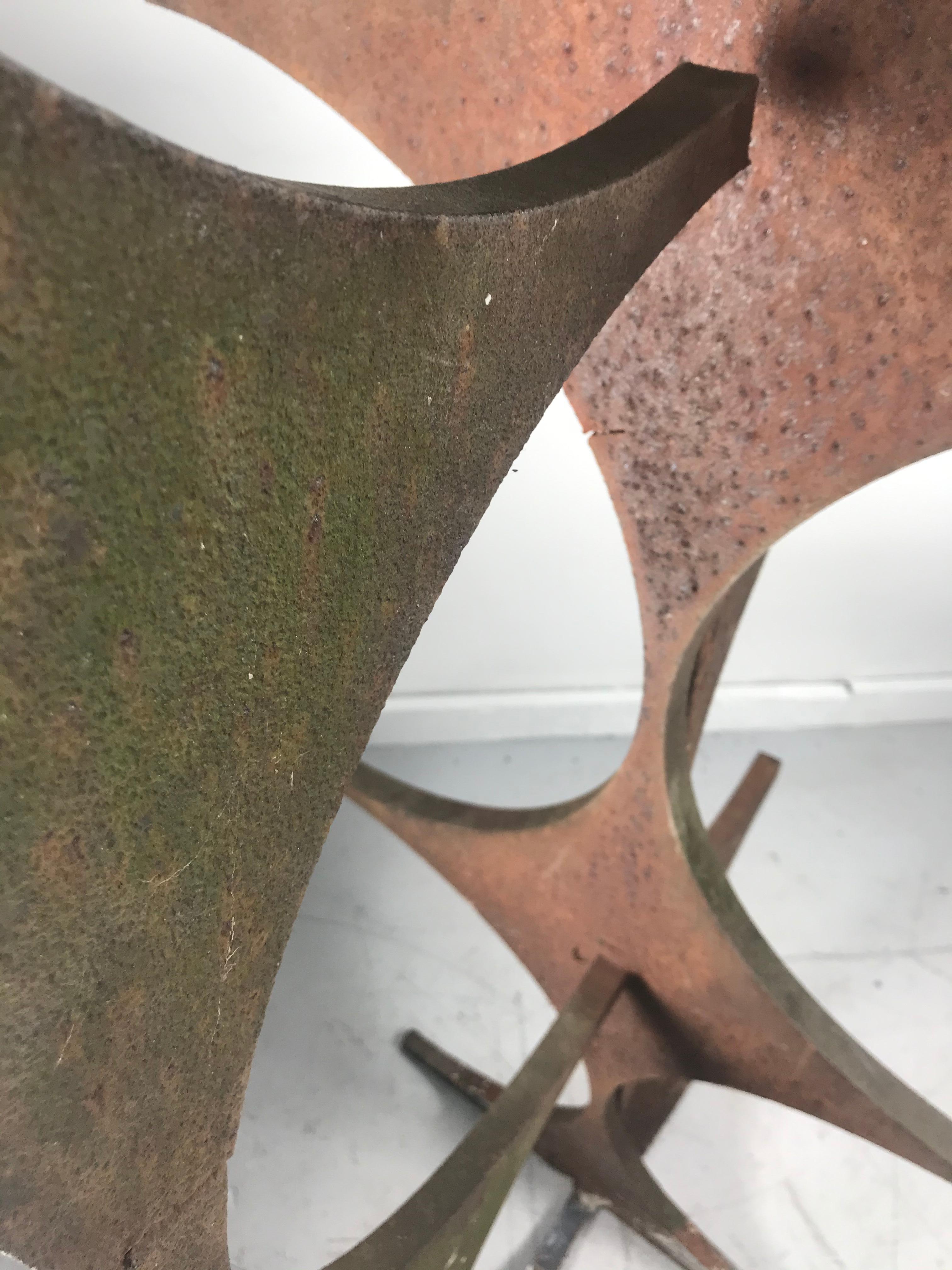 Modern Abstract Welded Cut Steel Garden Sculpture, Brutalist Design For Sale 1
