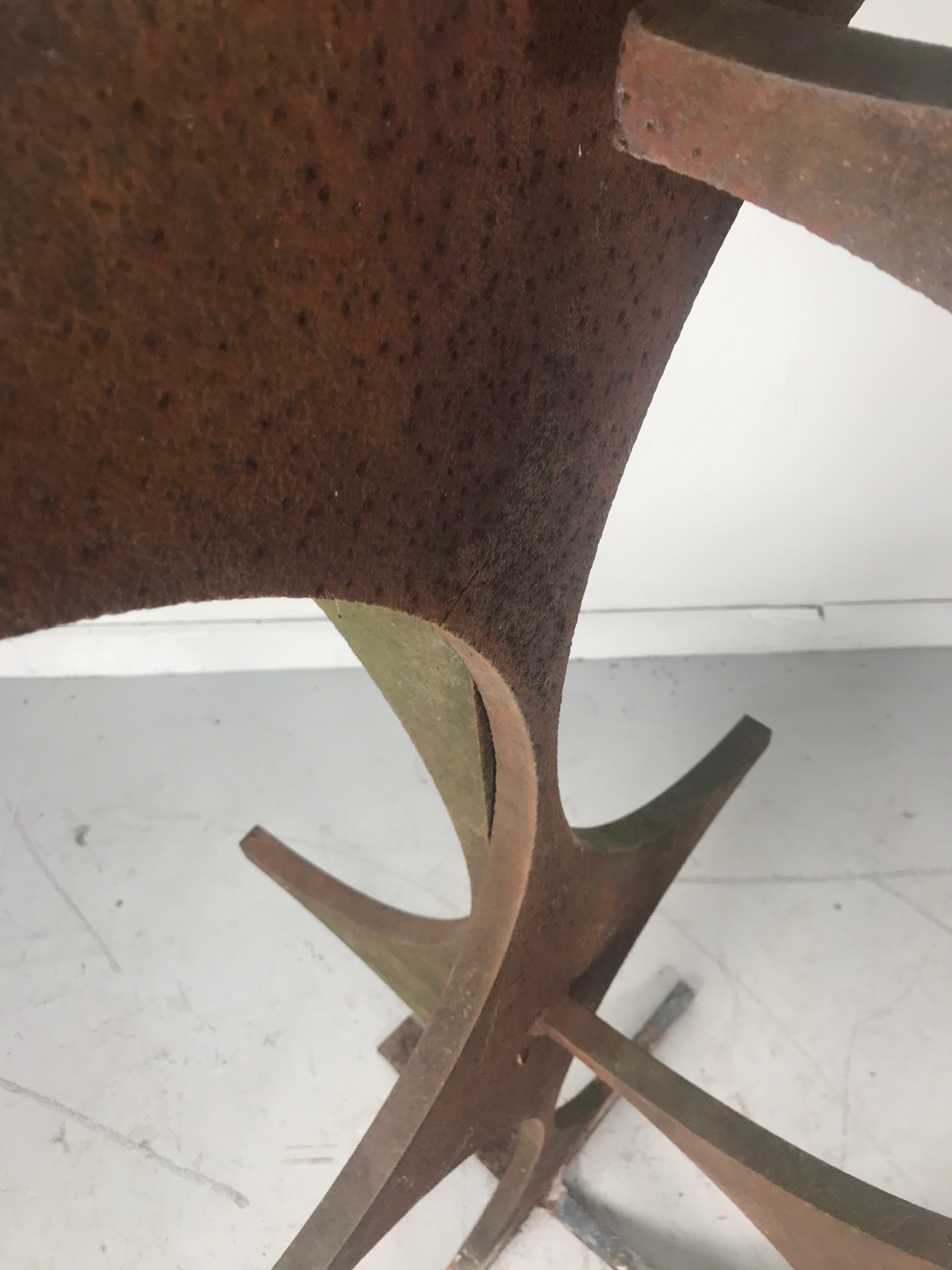 Modern Abstract Welded Cut Steel Garden Sculpture, Brutalist Design For Sale 4