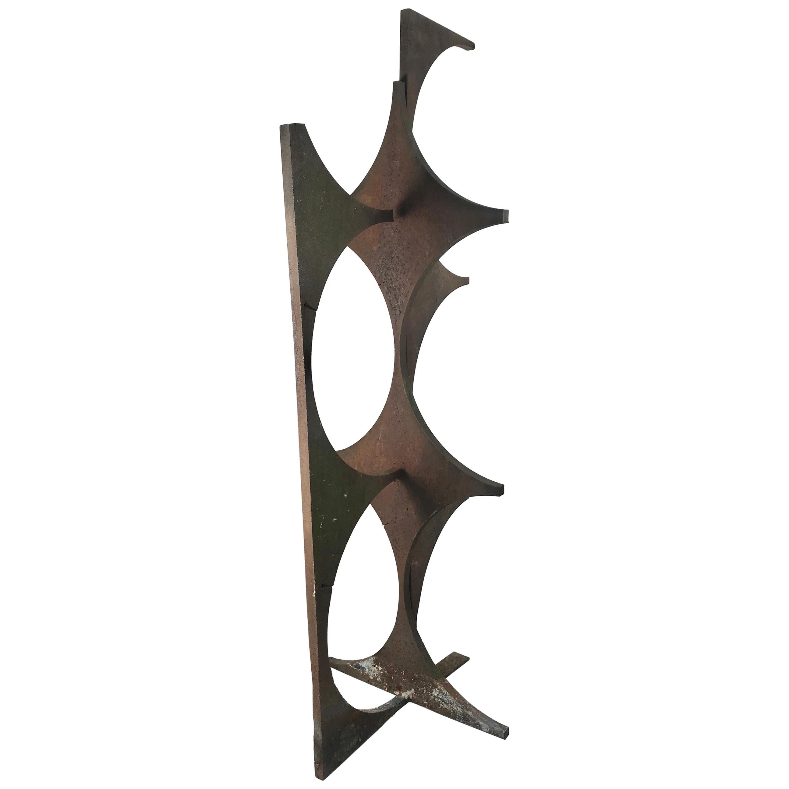 Modern Abstract Welded Cut Steel Garden Sculpture, Brutalist Design For Sale