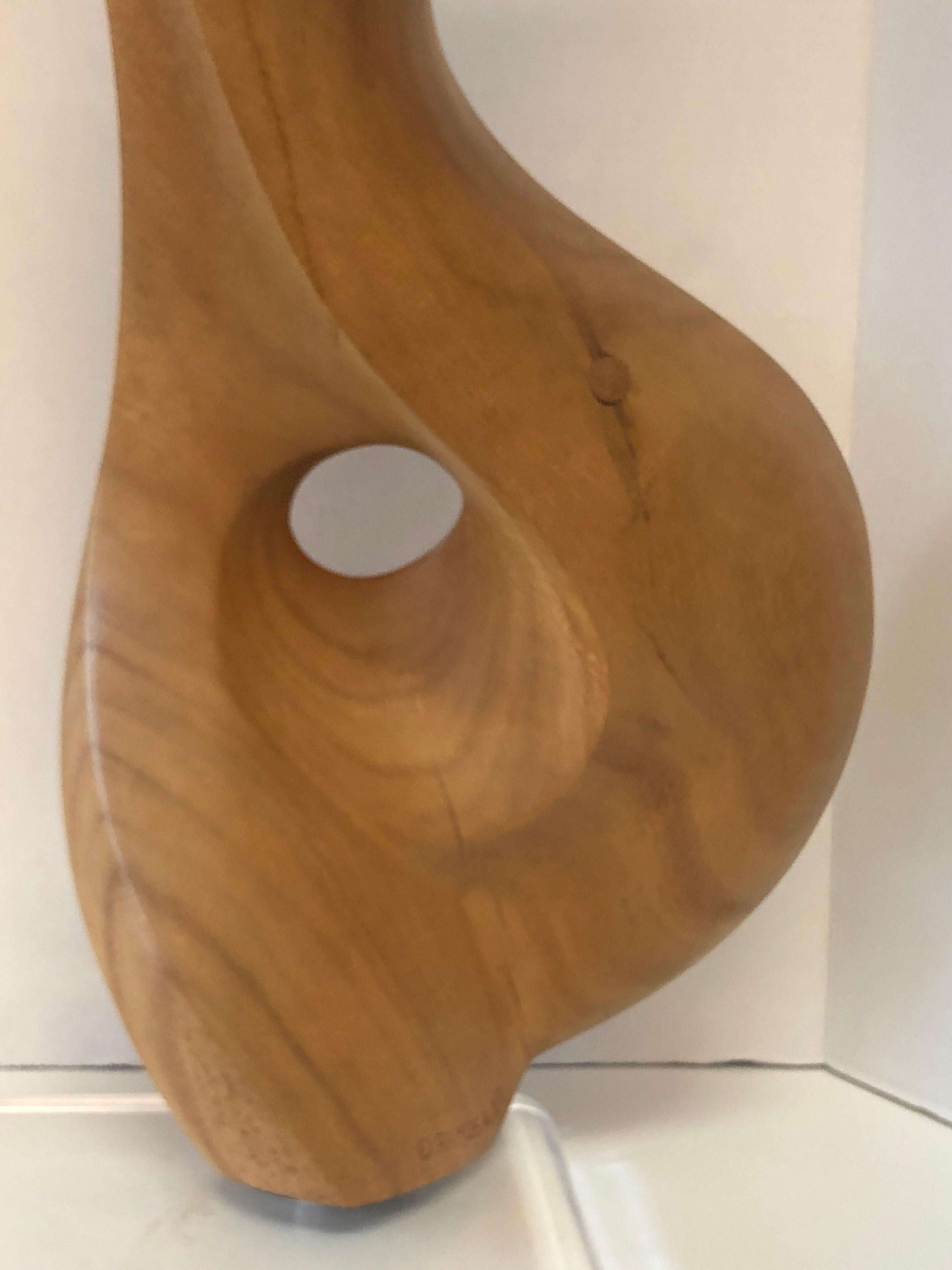 Modern Abstract Wood Sculpture of Nude Torso, 1987 3