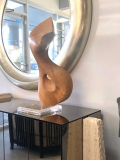 Modern Abstract Wood Sculpture of Nude Torso, 1987