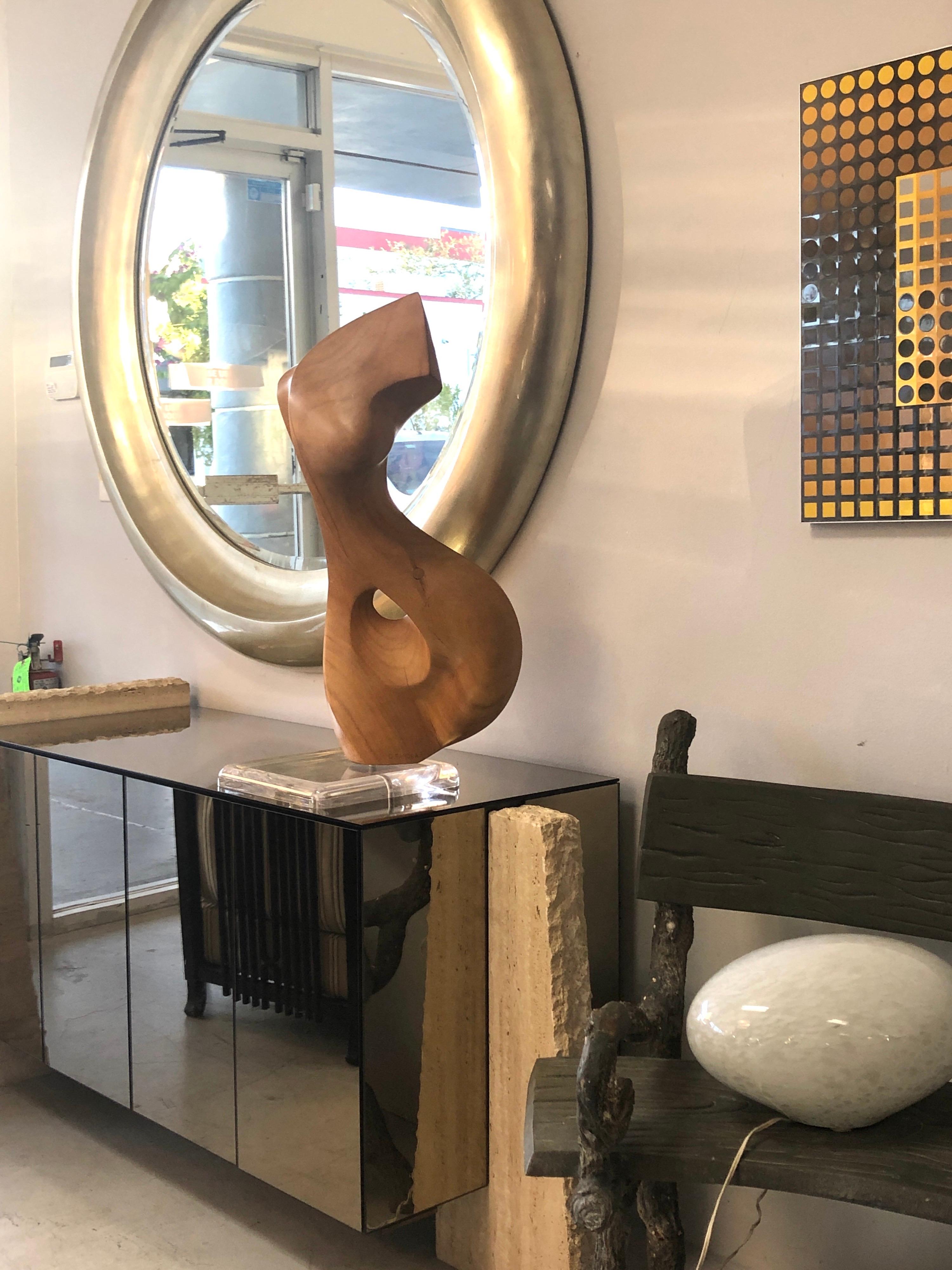 Modern Abstract Wood Sculpture of Nude Torso, 1987 In Good Condition In Miami, FL