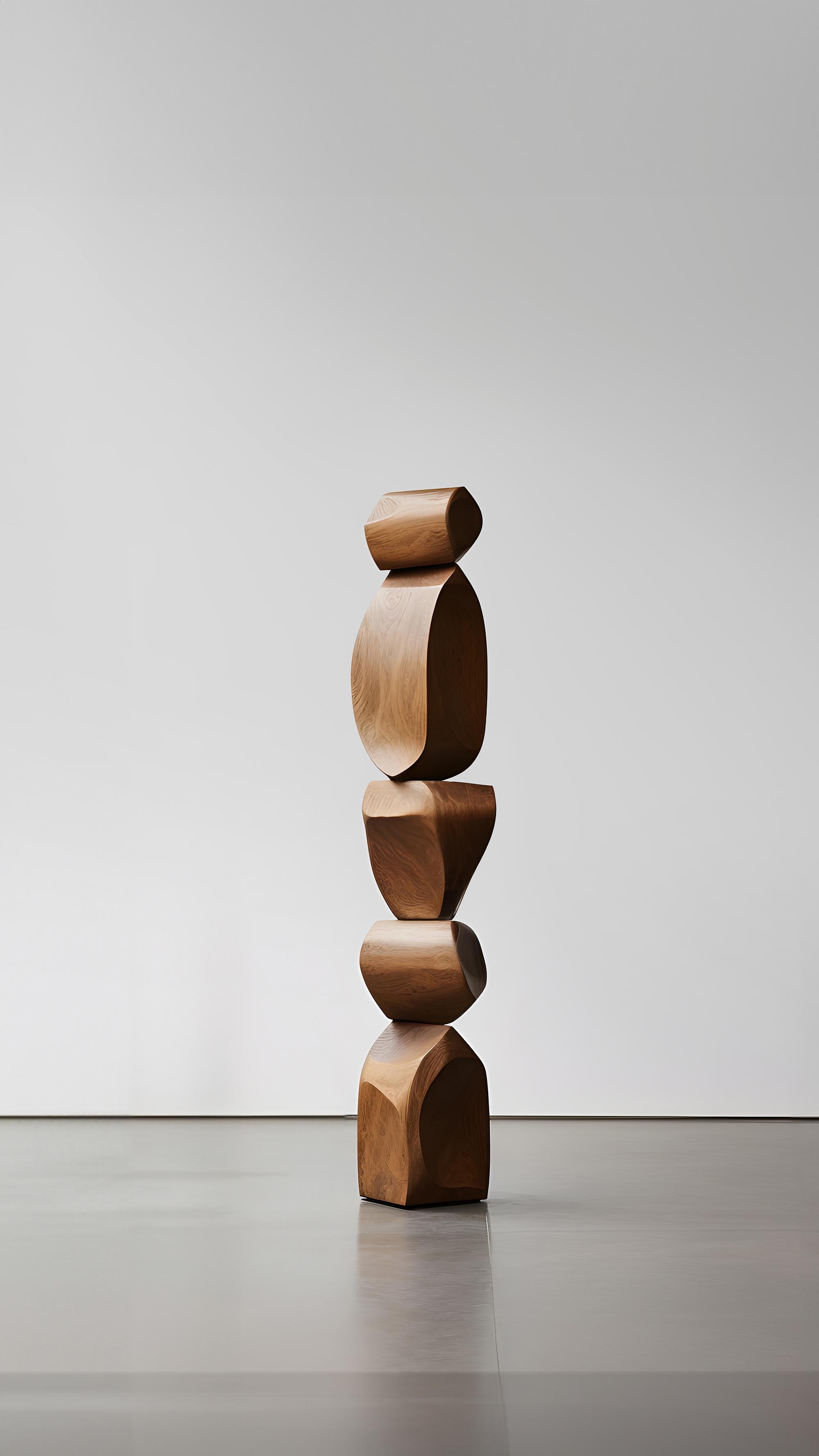 Hand-Crafted Modern Abstract Wooden Totem Still Stand No69 by NONO, Joel Escalona Crafted For Sale