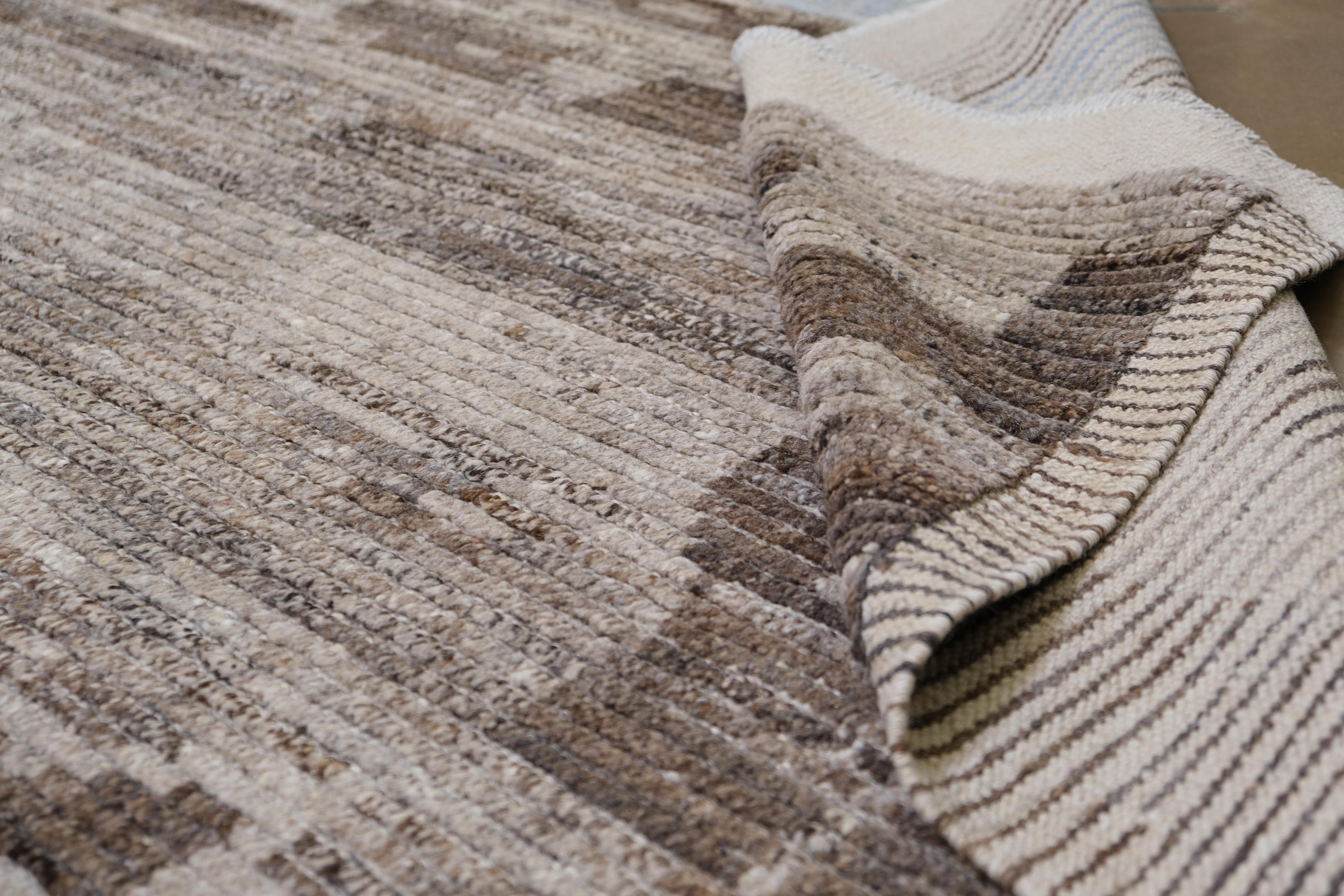 Contemporary Modern Abstract Wool Rug  13'x15'7'' For Sale