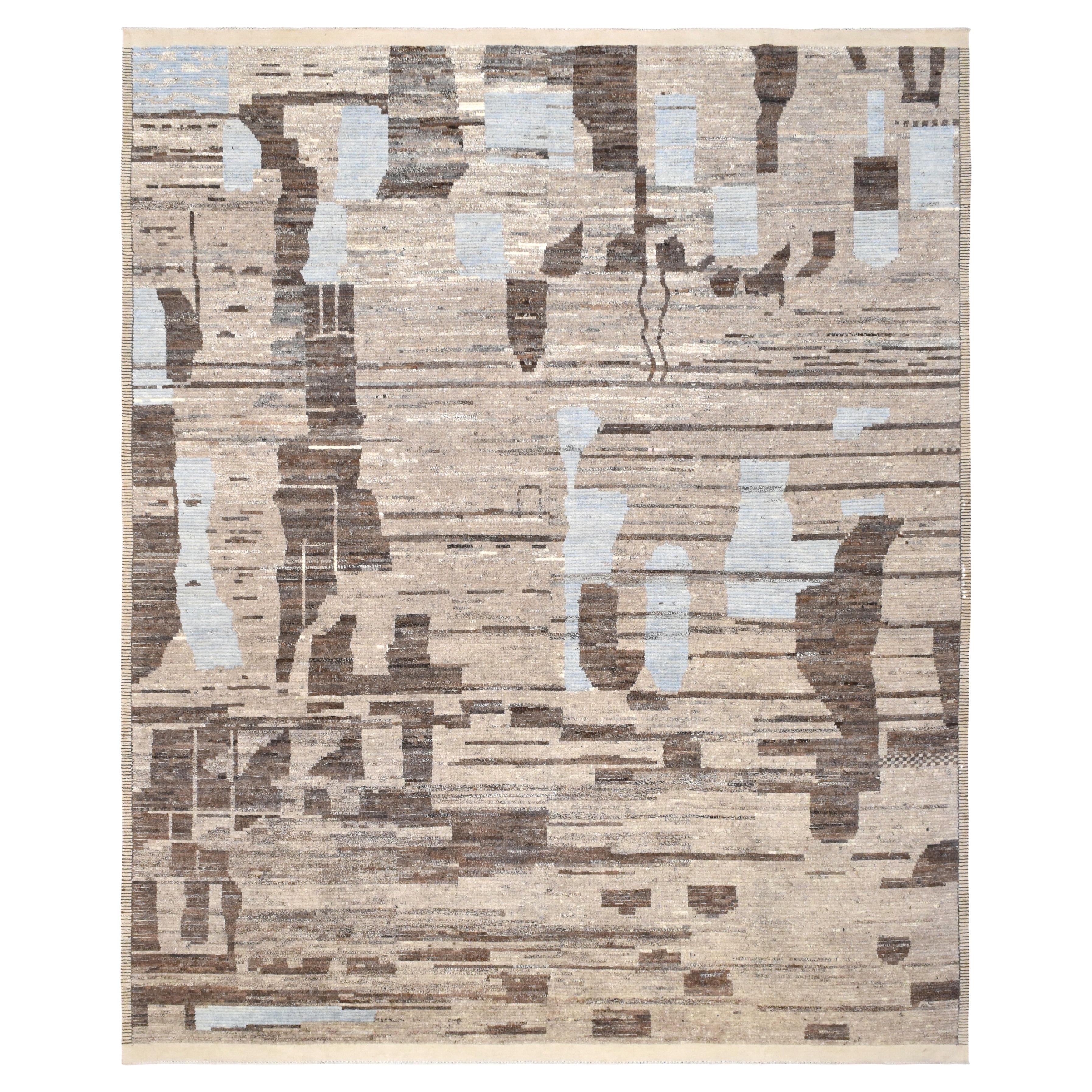 Modern Abstract Wool Rug  13'x15'7'' For Sale