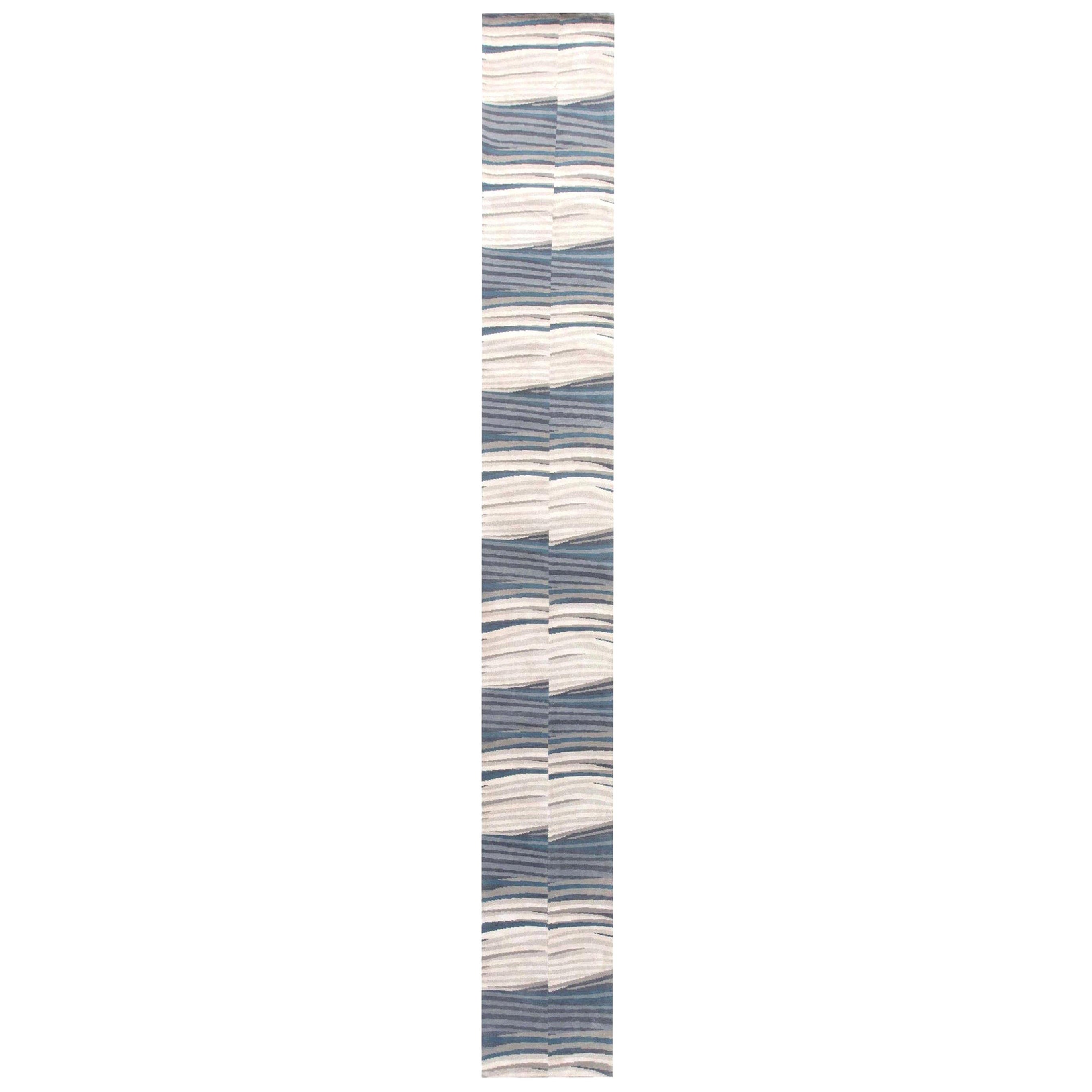 Modern Abstract Wool Runner Hand-Knotted in Tibet by Doris Leslie Blau For Sale