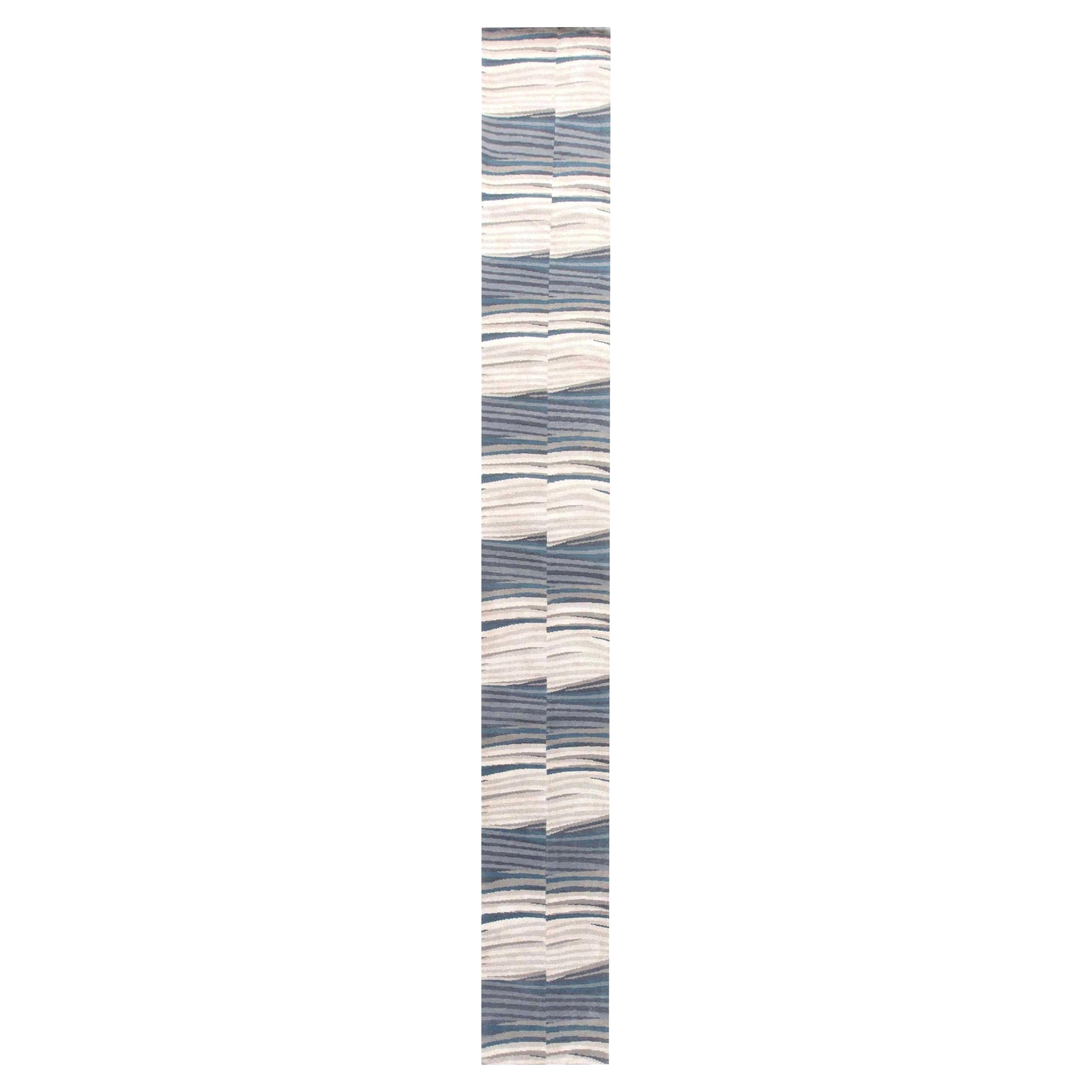 Modern Abstract Wool Runner Hand-Knotted in Tibet by Doris Leslie Blau